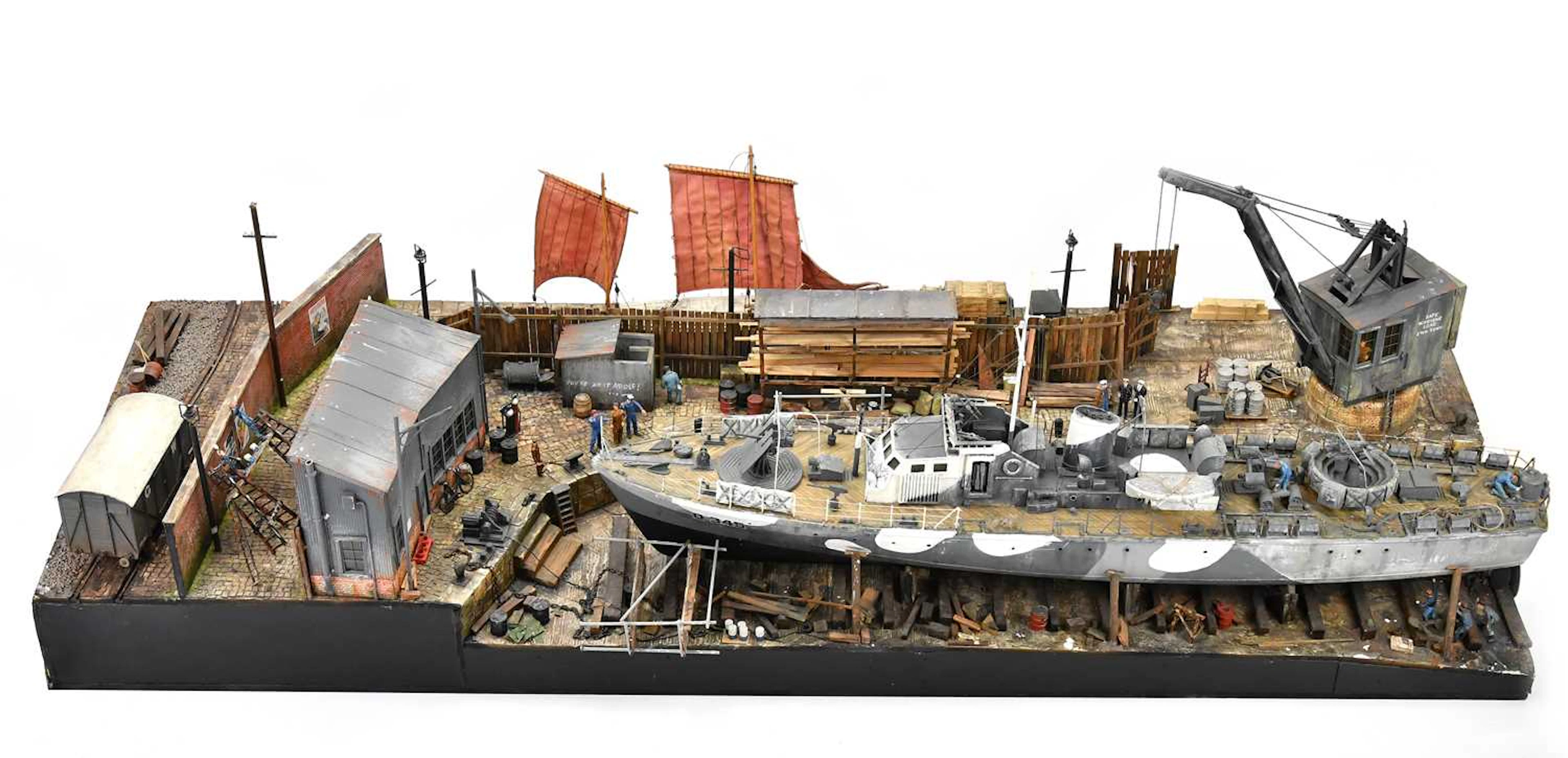 EDGAR HODGES (1928-2025); a fine scratch built model of a ship yard