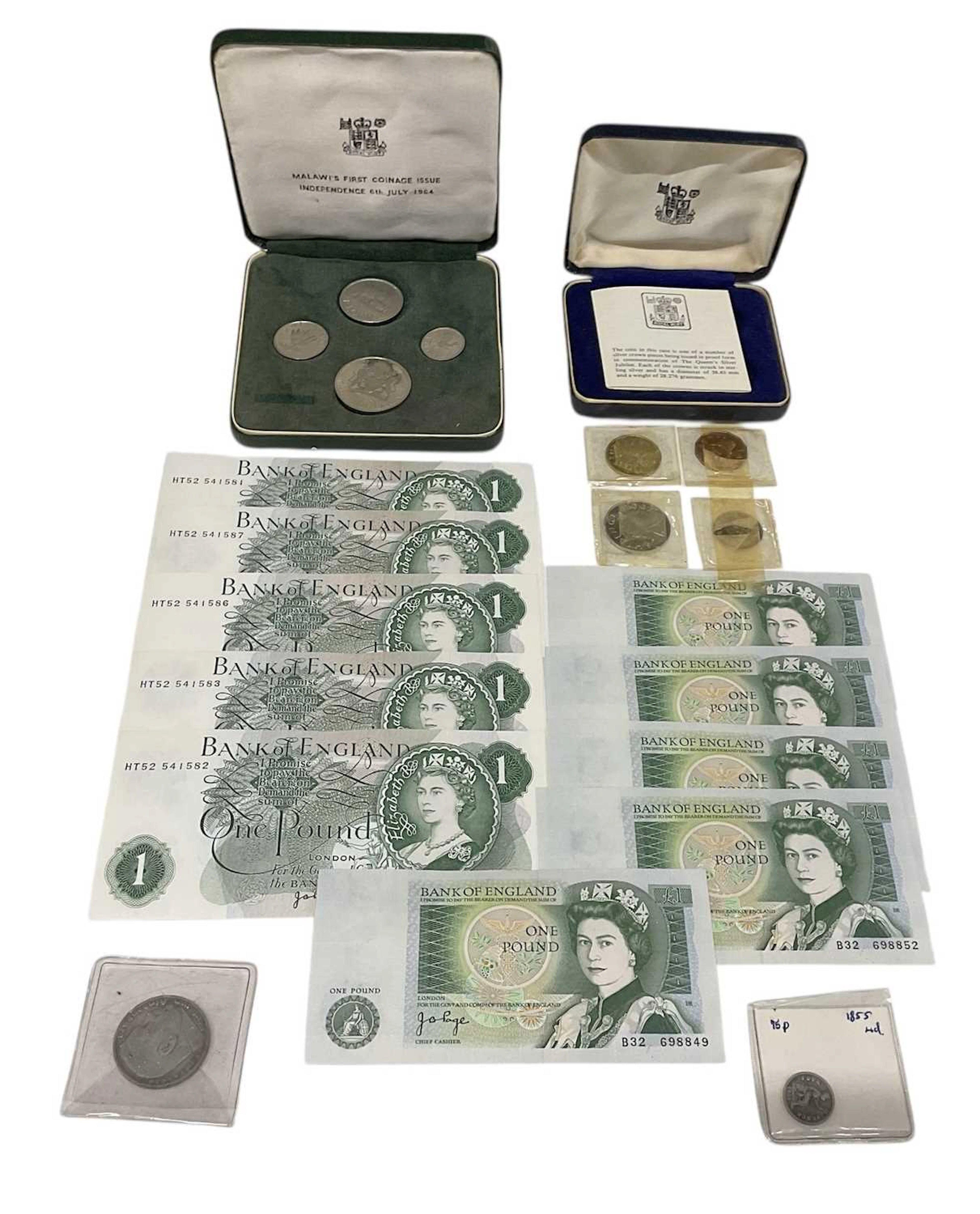 A consecutive run of seven Bank of England £1 notes