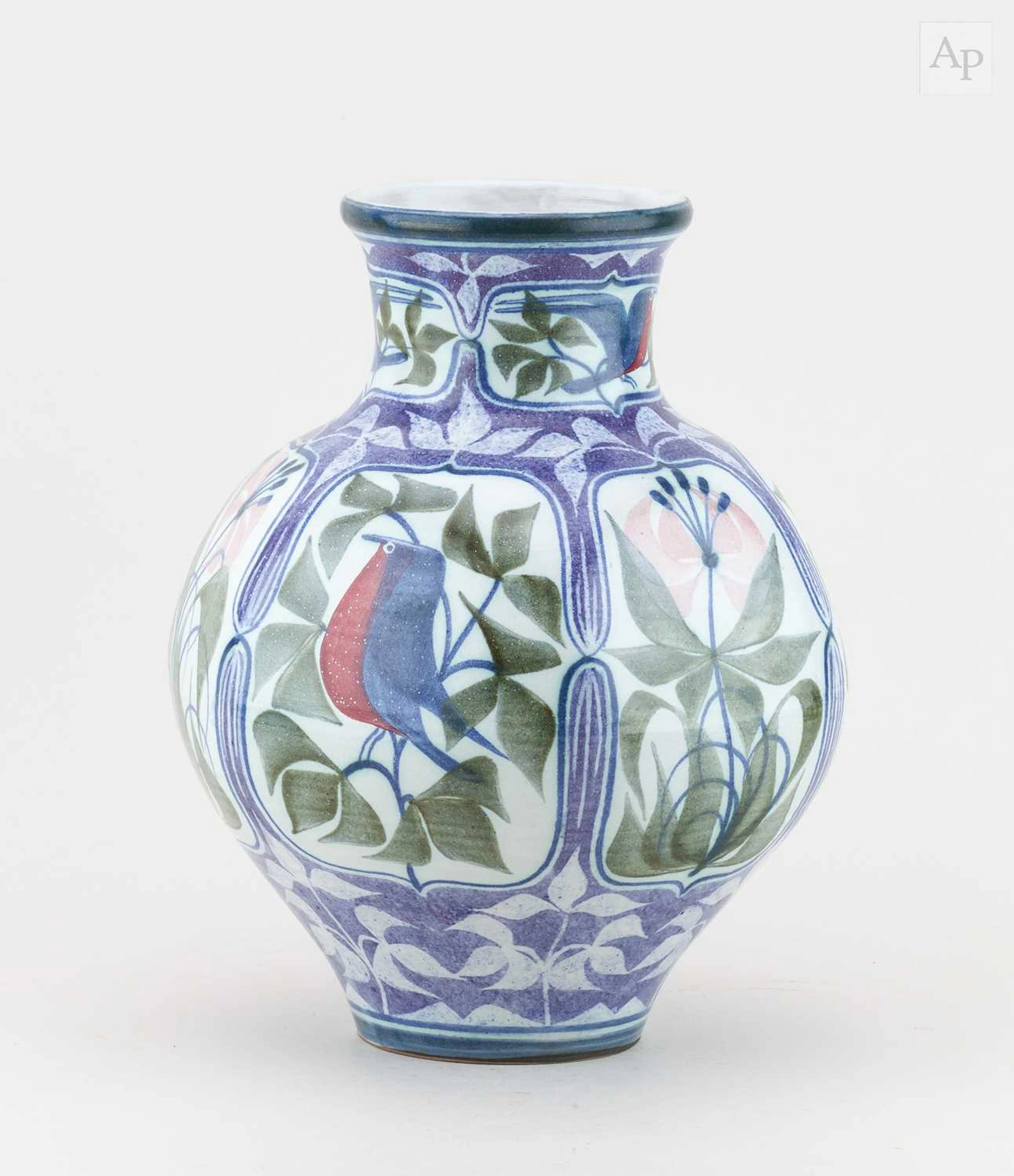 LAURENCE McGOWAN (born 1942); a faceted Maiolica style...