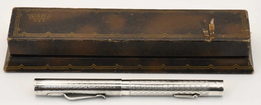 WAHL; a 1920s sterling silver lever fill fountain pen