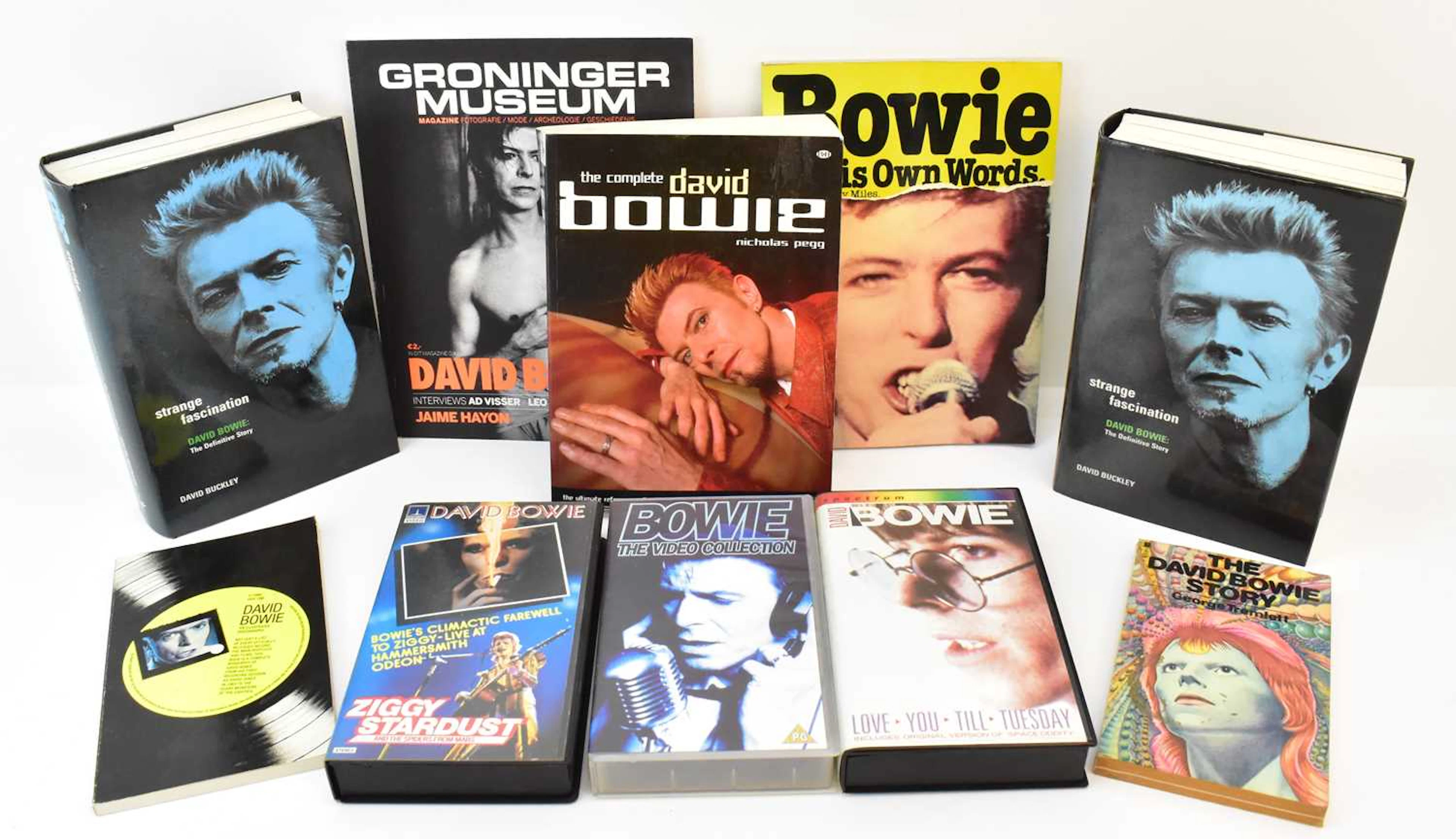 DAVID BOWIE; various books and VHS cassettes