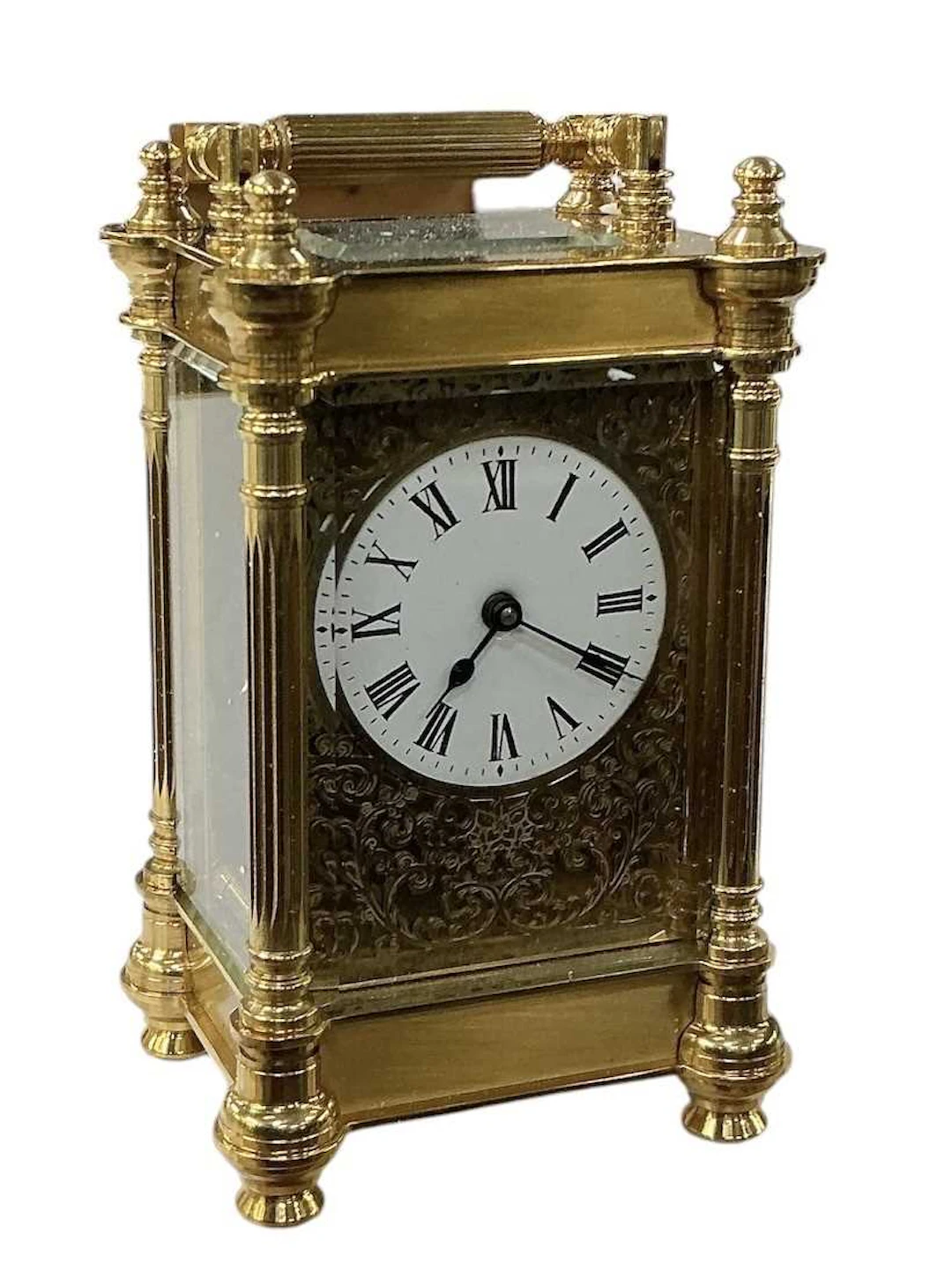 A reproduction French style brass cased carriage clock