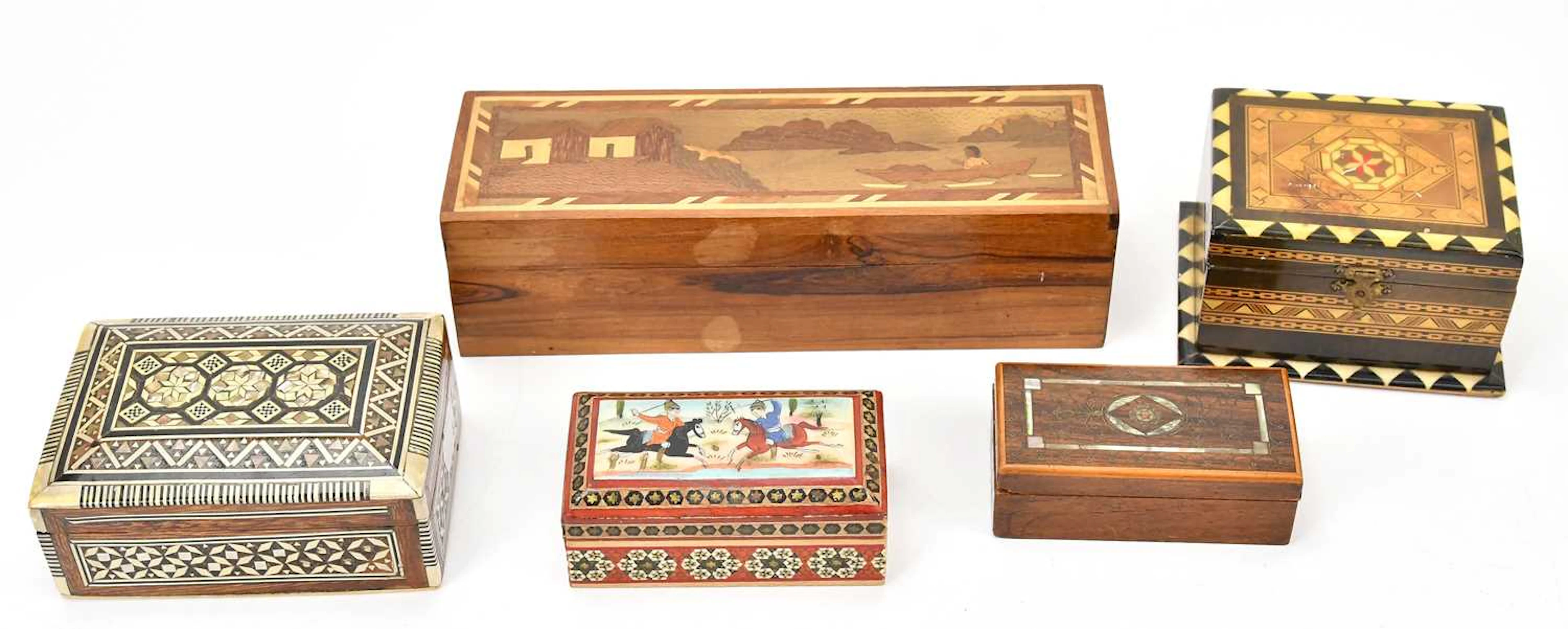A group of five modern trinket boxes
