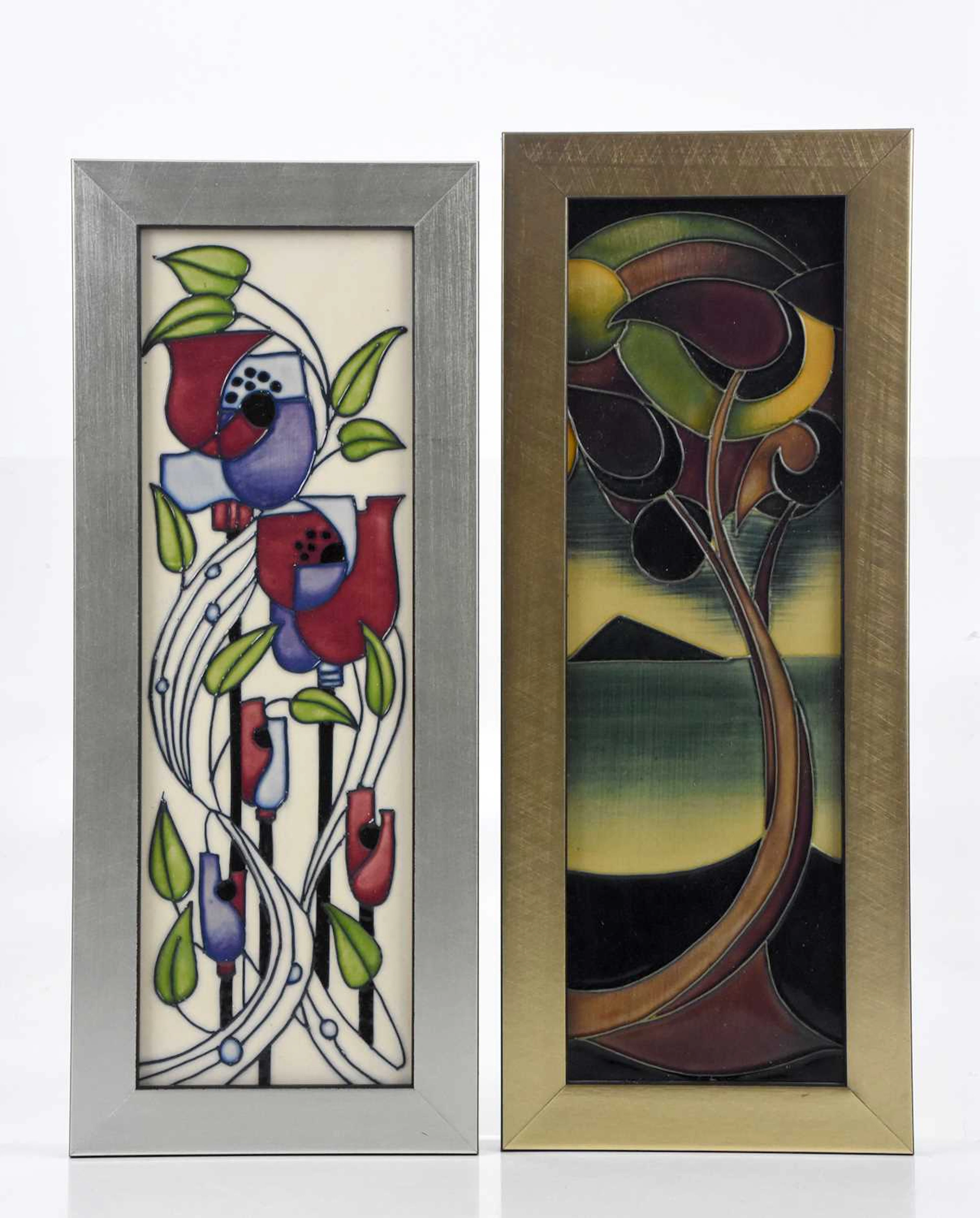 MOORCROFT; two rectangular wall plaques including an...