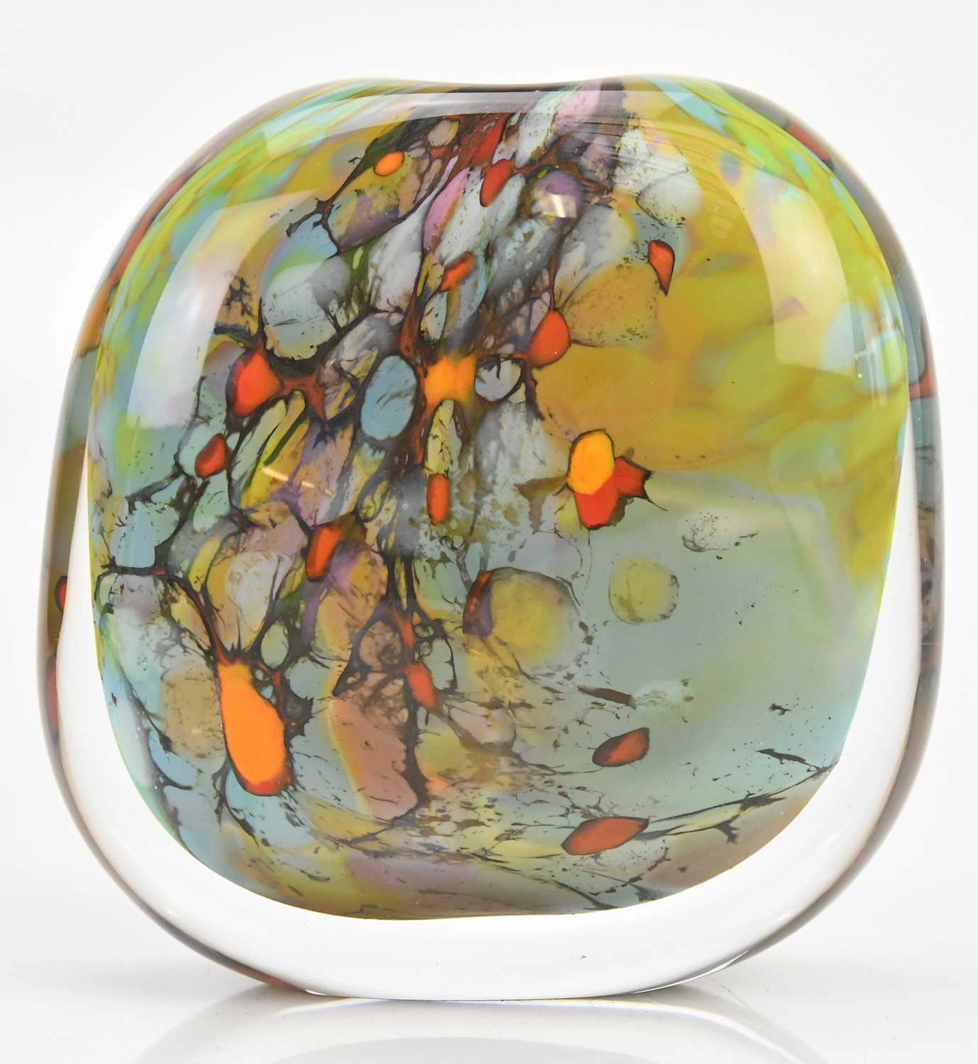 PETER LAYTON (born 1937); a contemporary art glass vase of ovoid form
