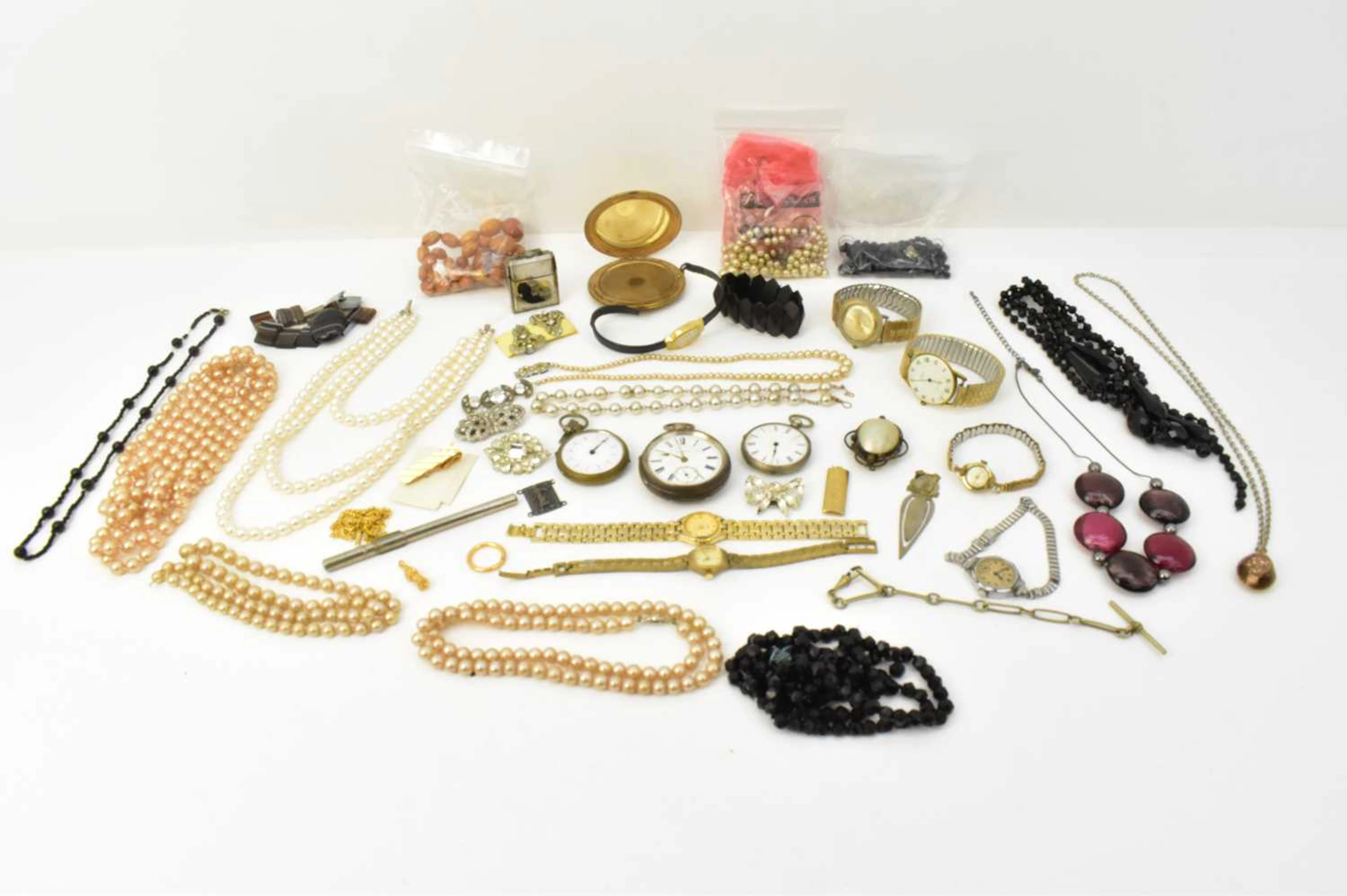 A group of mixed modern and vintage costume jewellery...