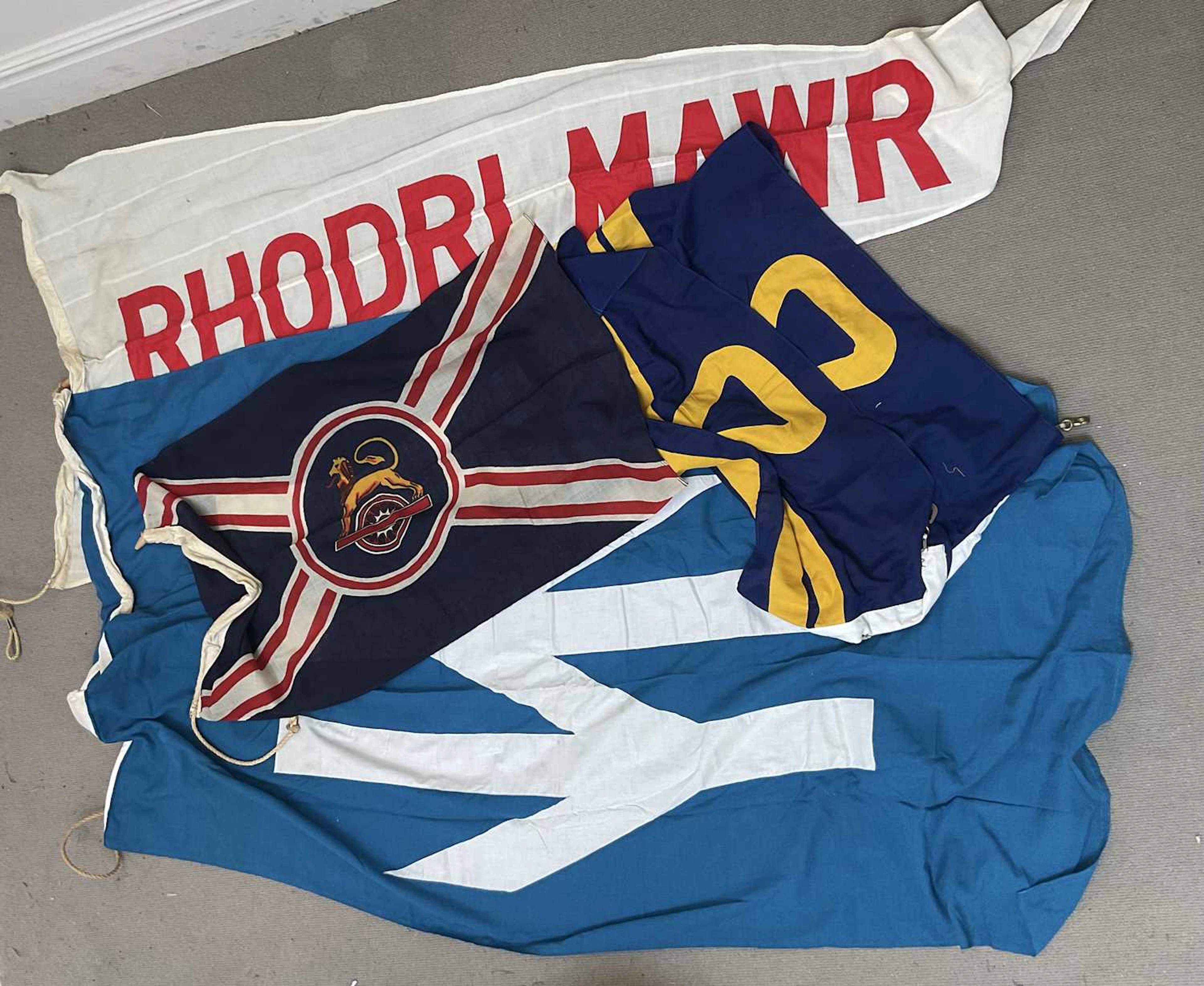 Six vintage shipping Welsh ferry and rail pennants/flags (6)