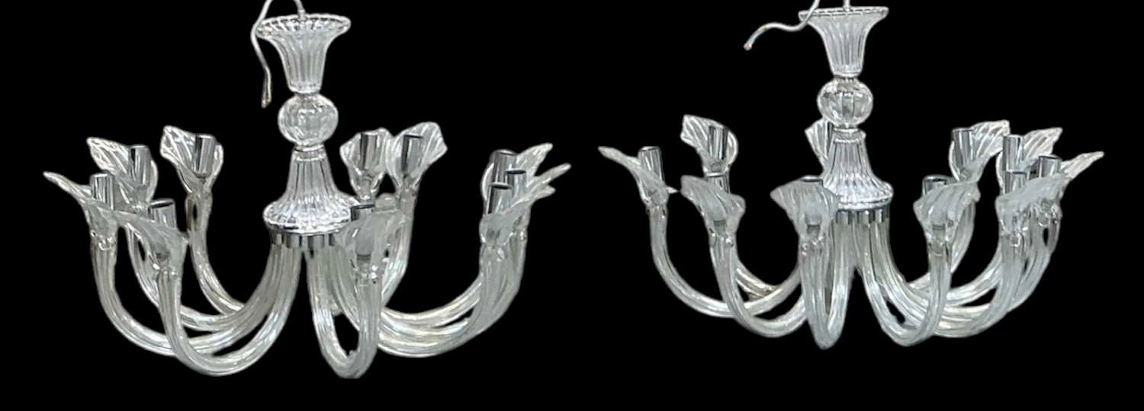 IRIS CRISTAL; a pair of modern ten branch cut crystal...