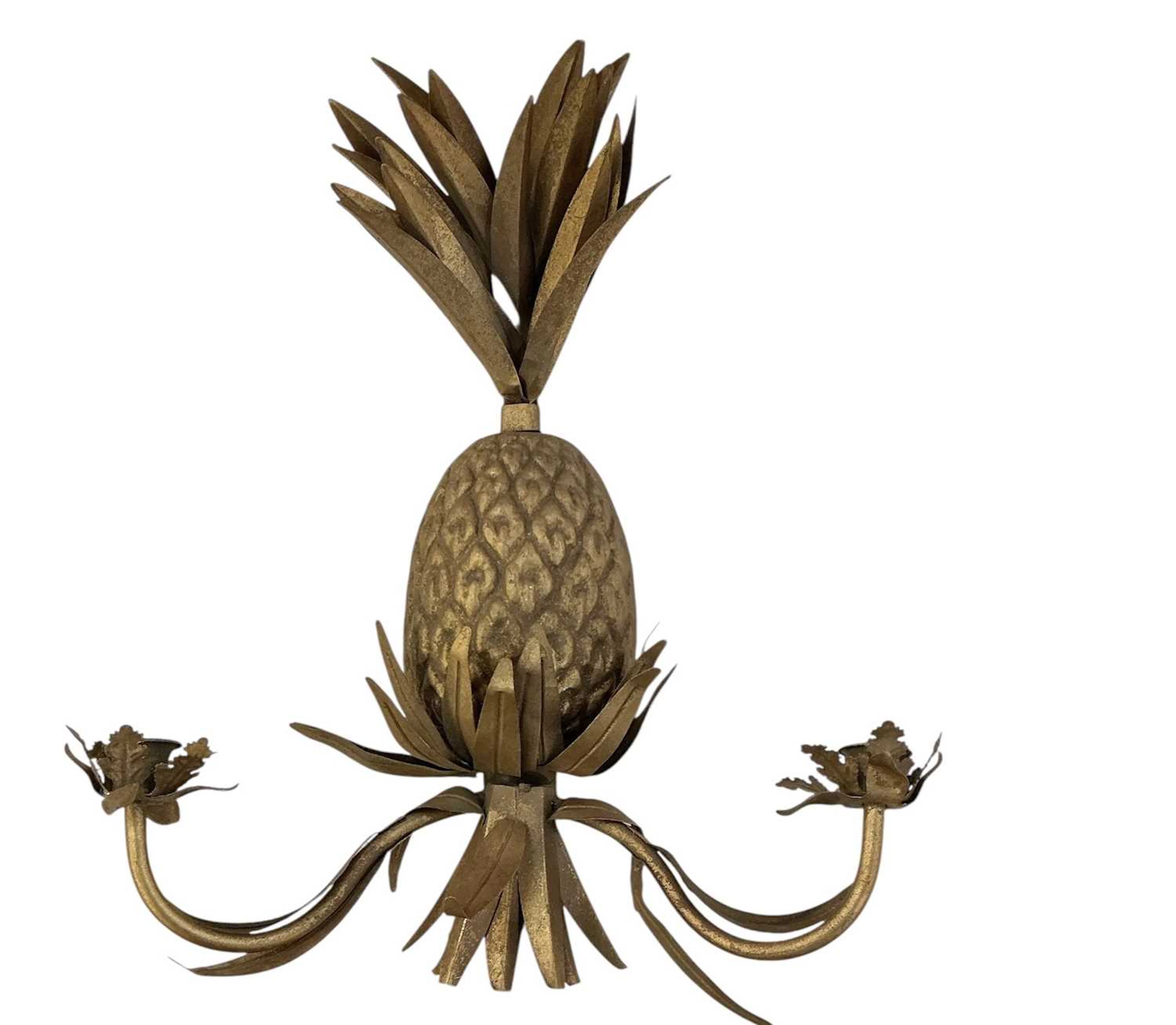 A modern Italian contemporary gilt metal two branch wall...