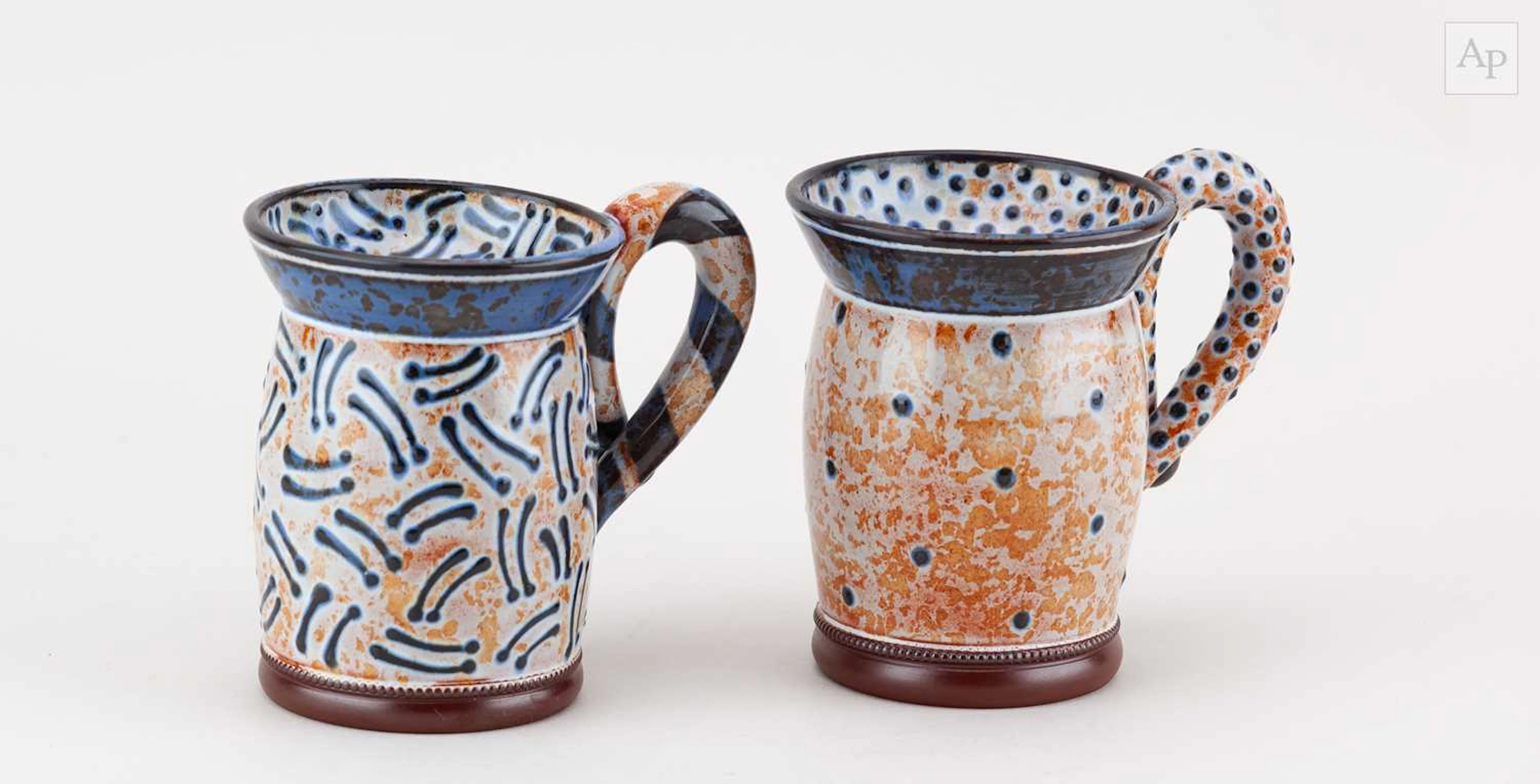 MORGEN HALL (1960-2016); a near pair of tin-glazed...