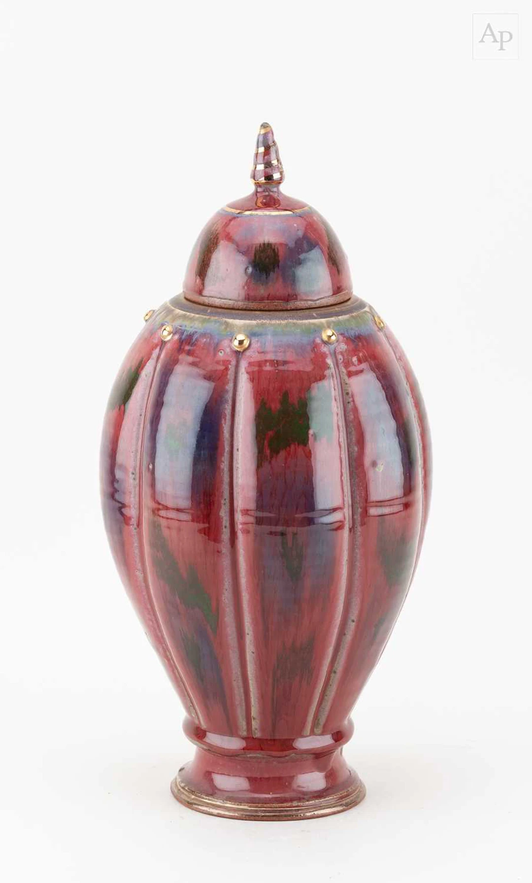 EDDIE CURTIS (born 1953); a tall lobed stoneware casket...