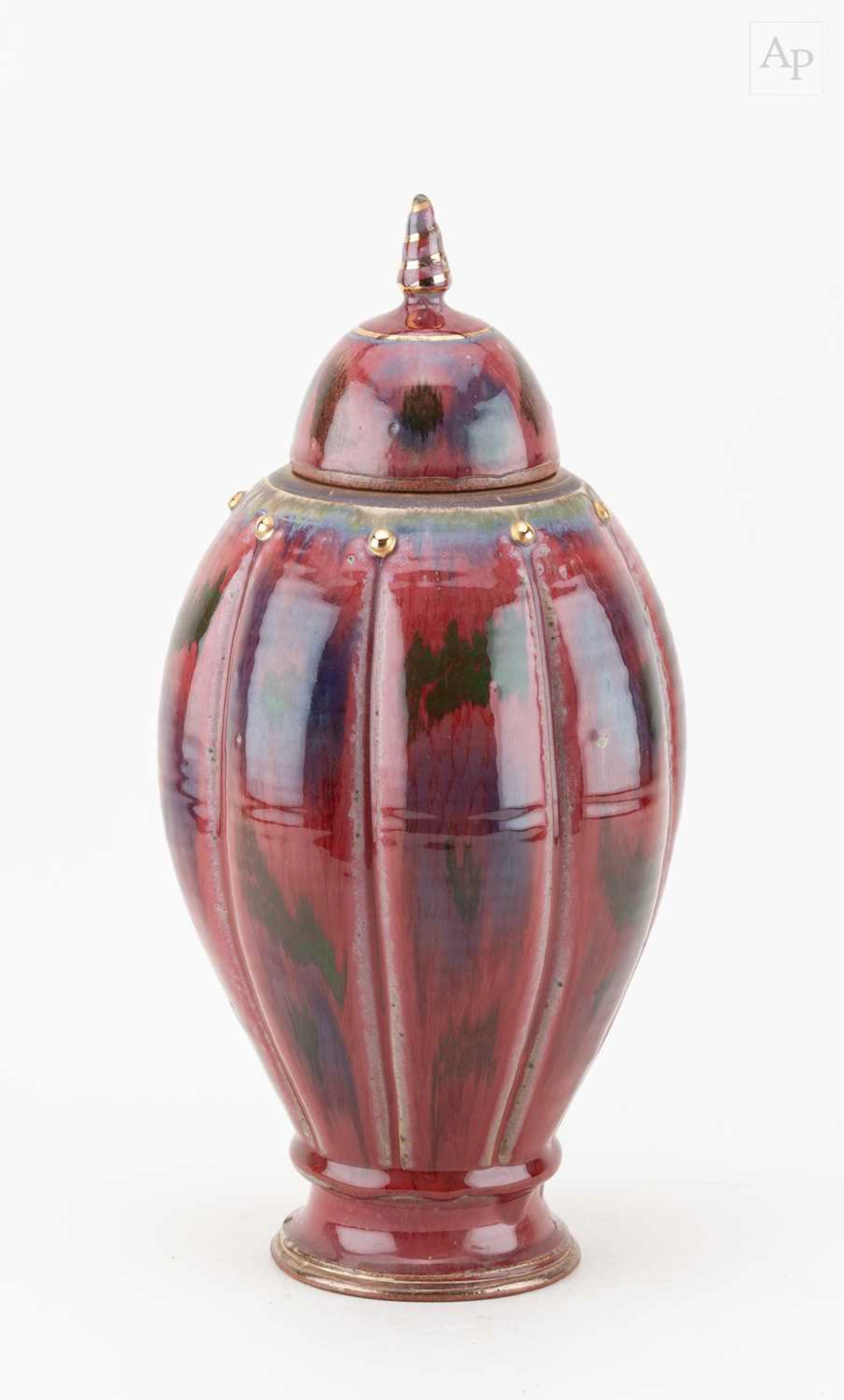 EDDIE CURTIS (born 1953); a tall lobed stoneware casket...