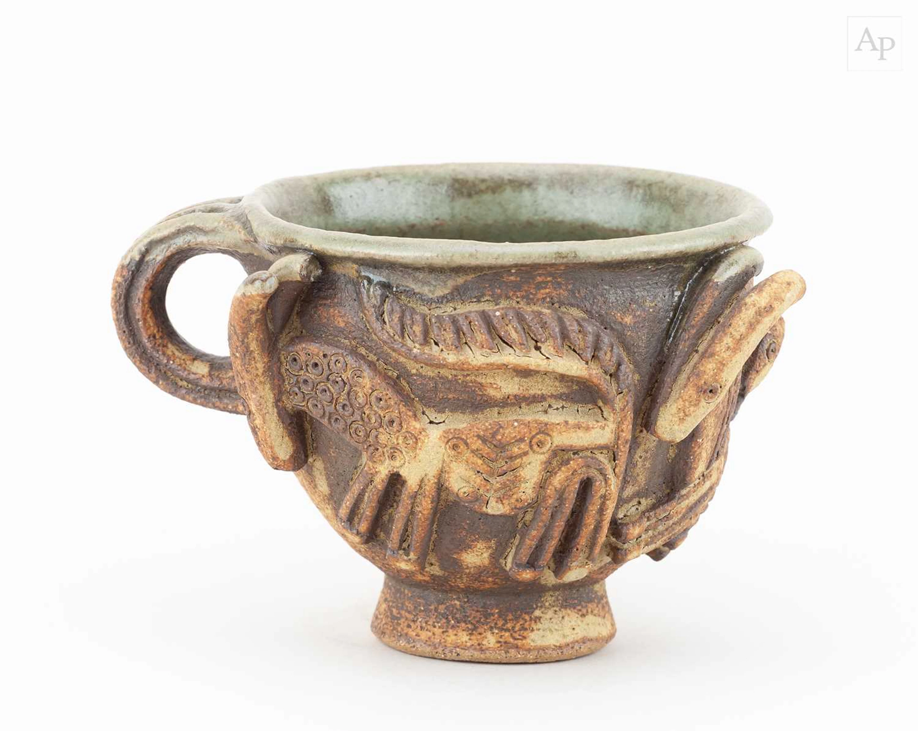IAN GODFREY (1942-1992); a stoneware cup decorated with...