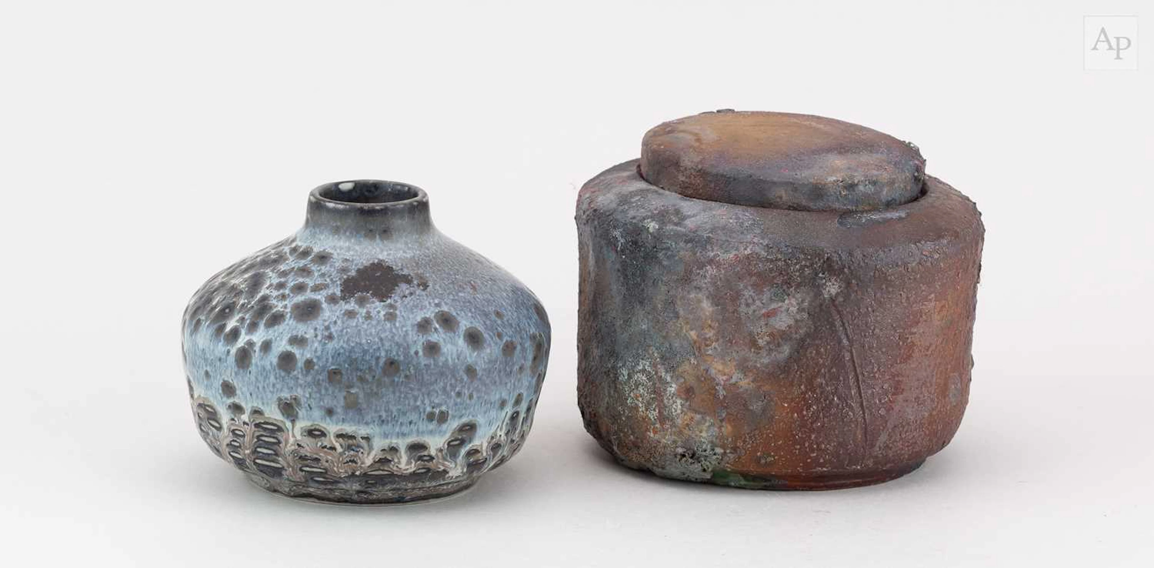 DORTE VISBY (born 1968); a wood fired stoneware jar and cover