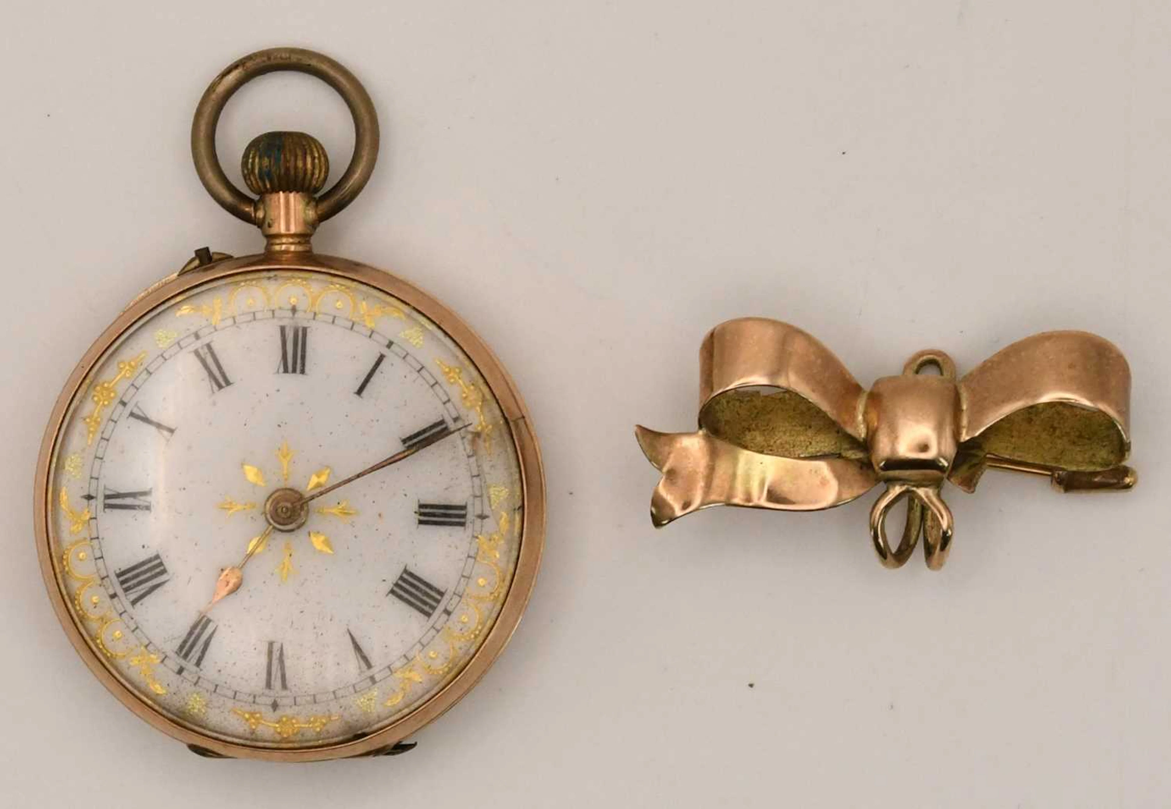 A late 19th century French 9ct yellow gold cased fob watch