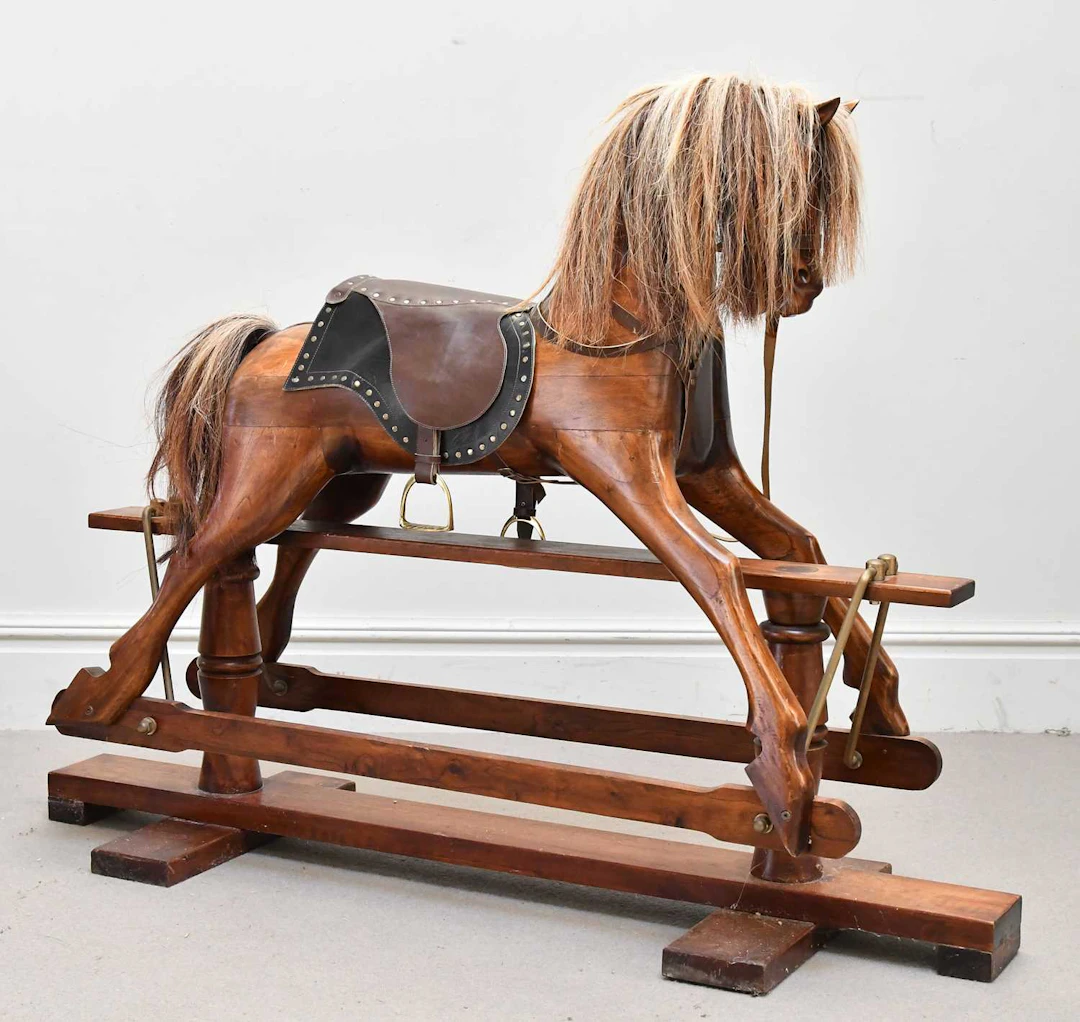 A mahogany rocking horse