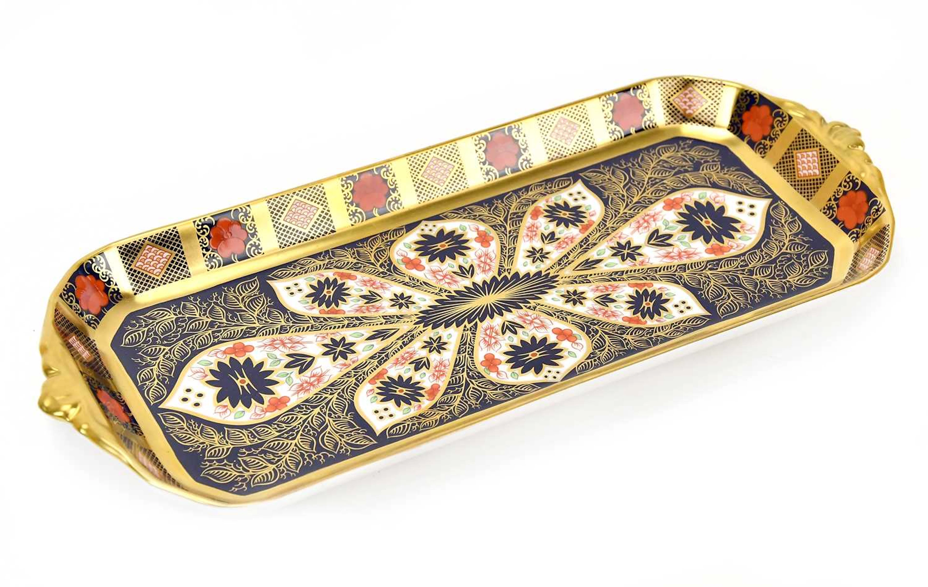 ROYAL CROWN DERBY; an Old Imari 1128 pattern rectangular tray