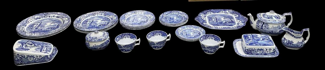 SPODE; a quantity of modern 'Italian' design blue and white tea and dinnerware