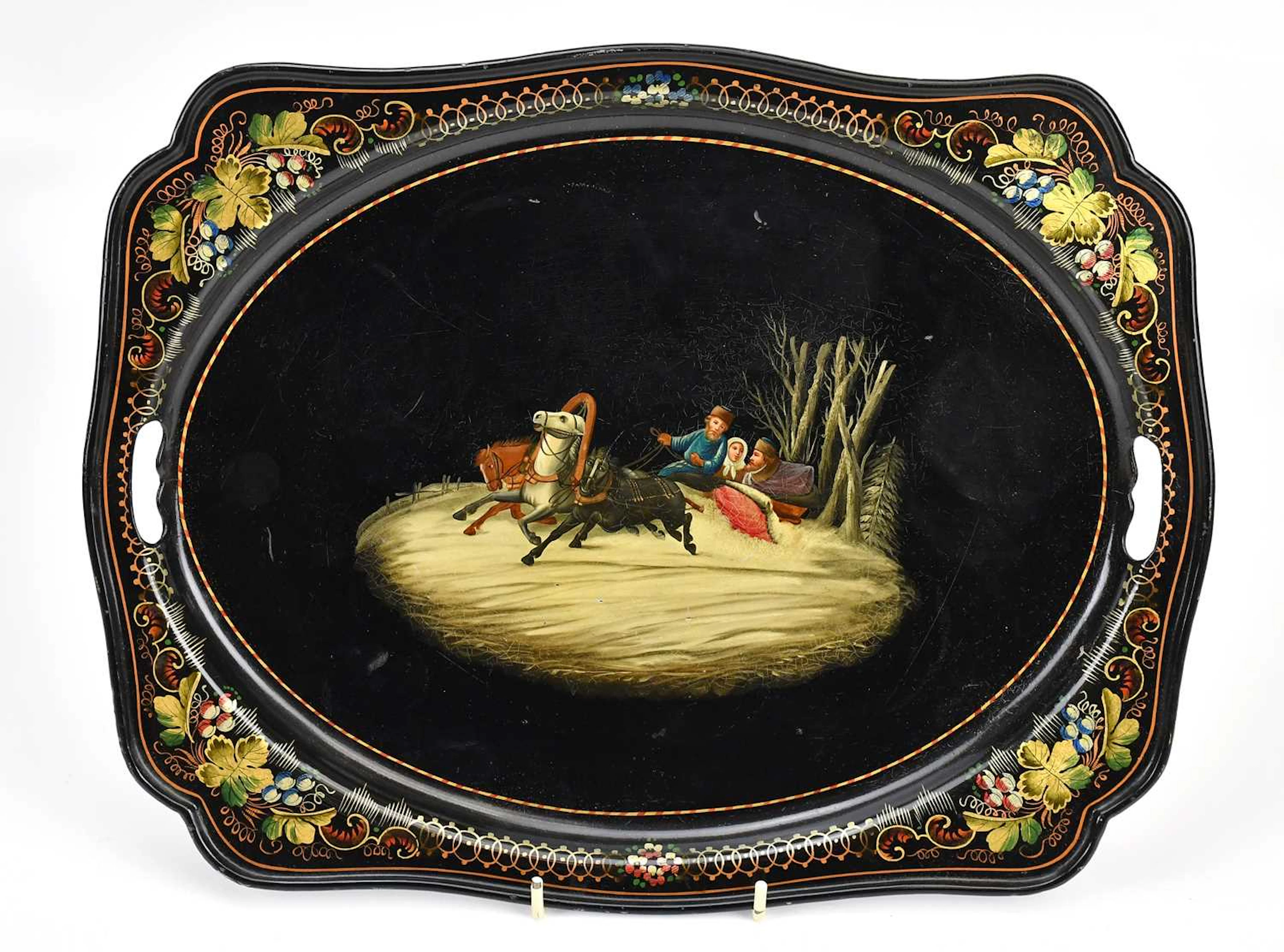 A late 19th century Russian lacquered tray by Vichnaichov