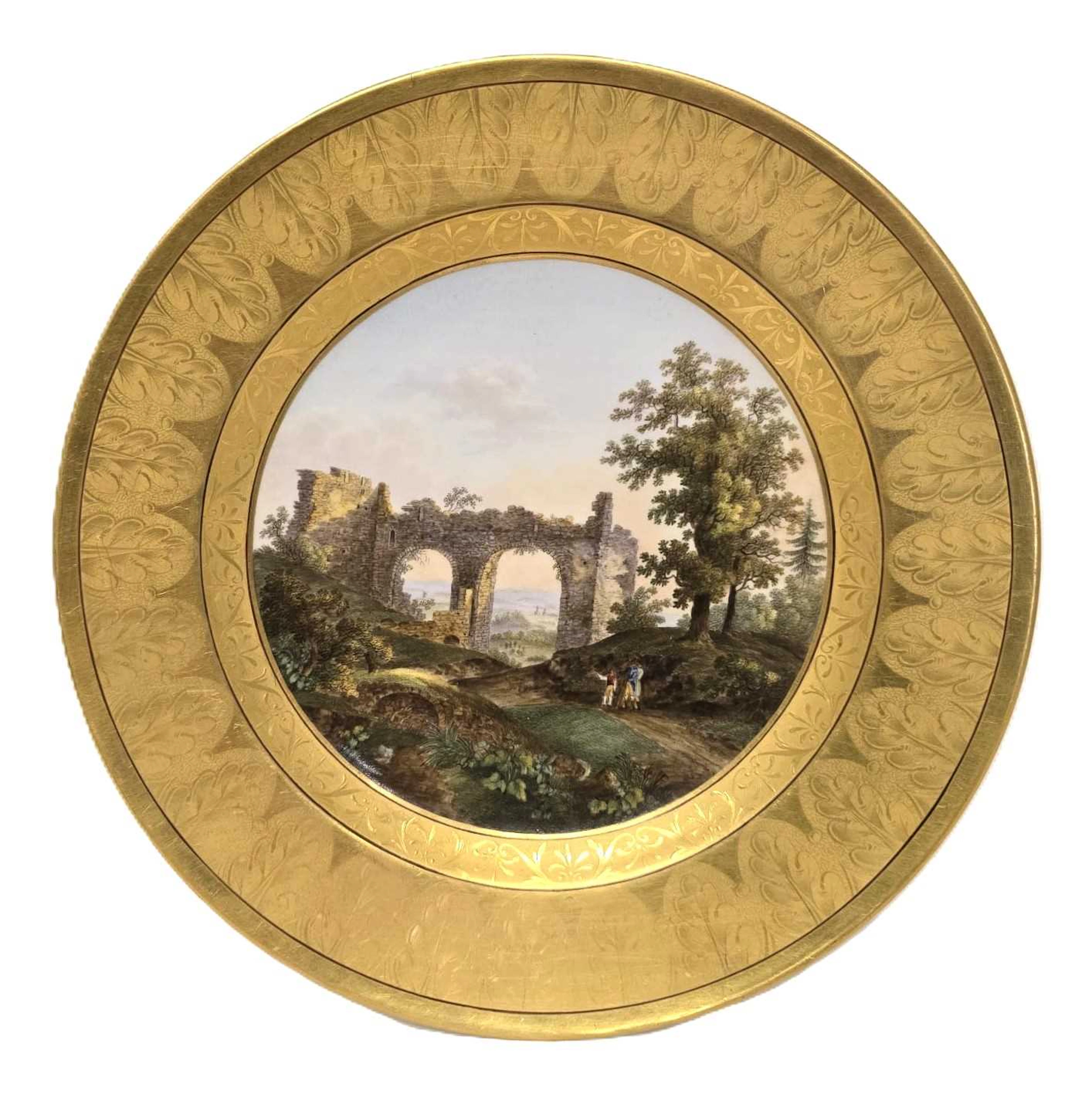 A 19th century Berlin hand-painted dessert plate