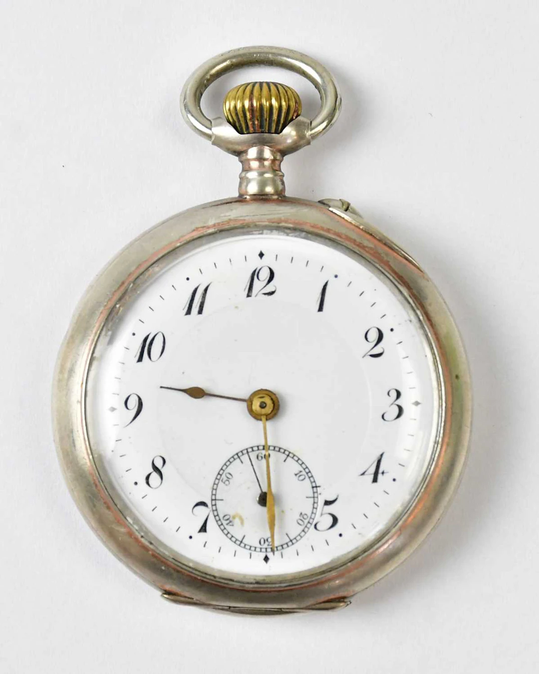 A German silver open face crown wind pocket watch