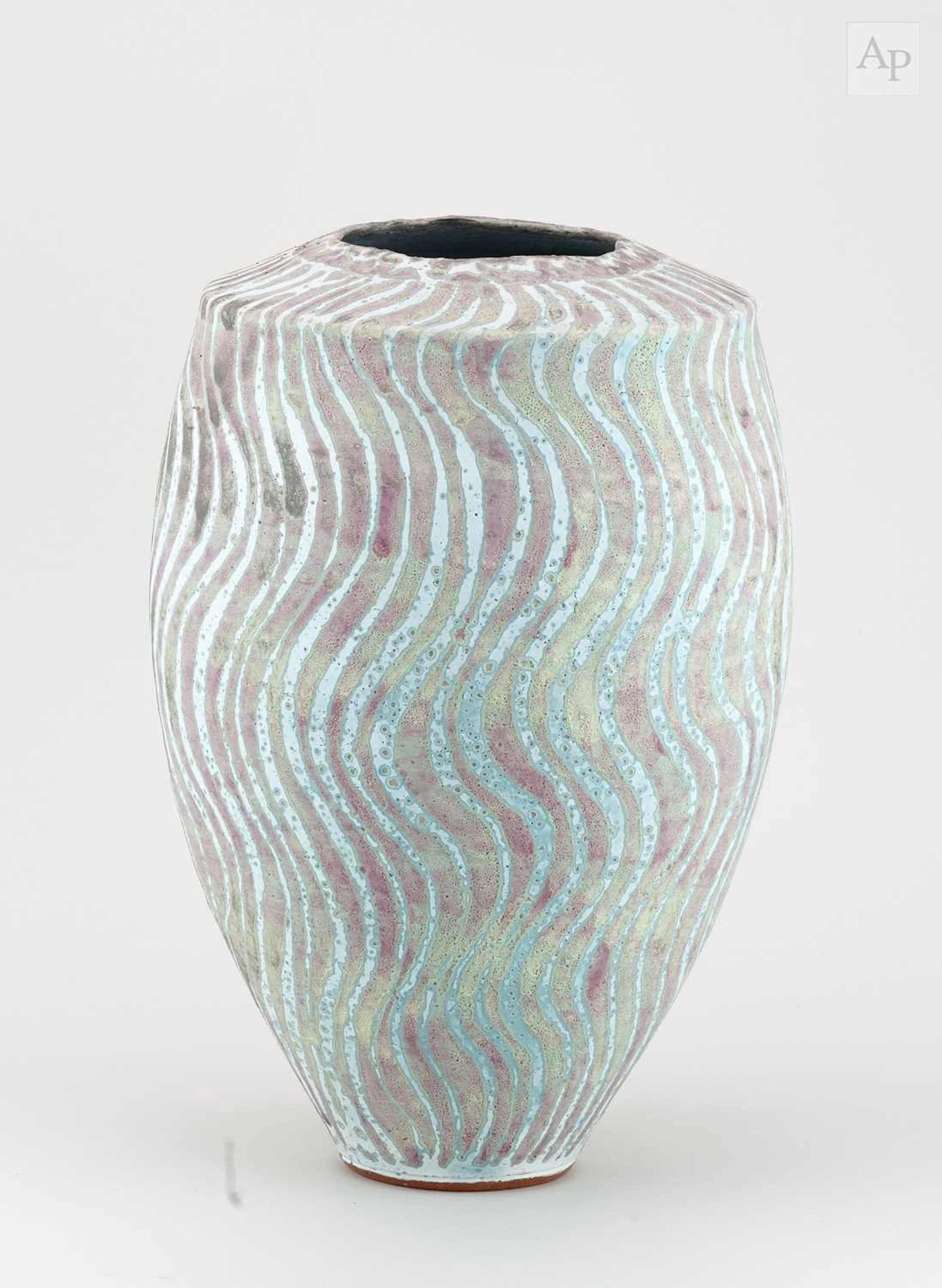 PETER BEARD (born 1951); a stoneware vessel with textured...