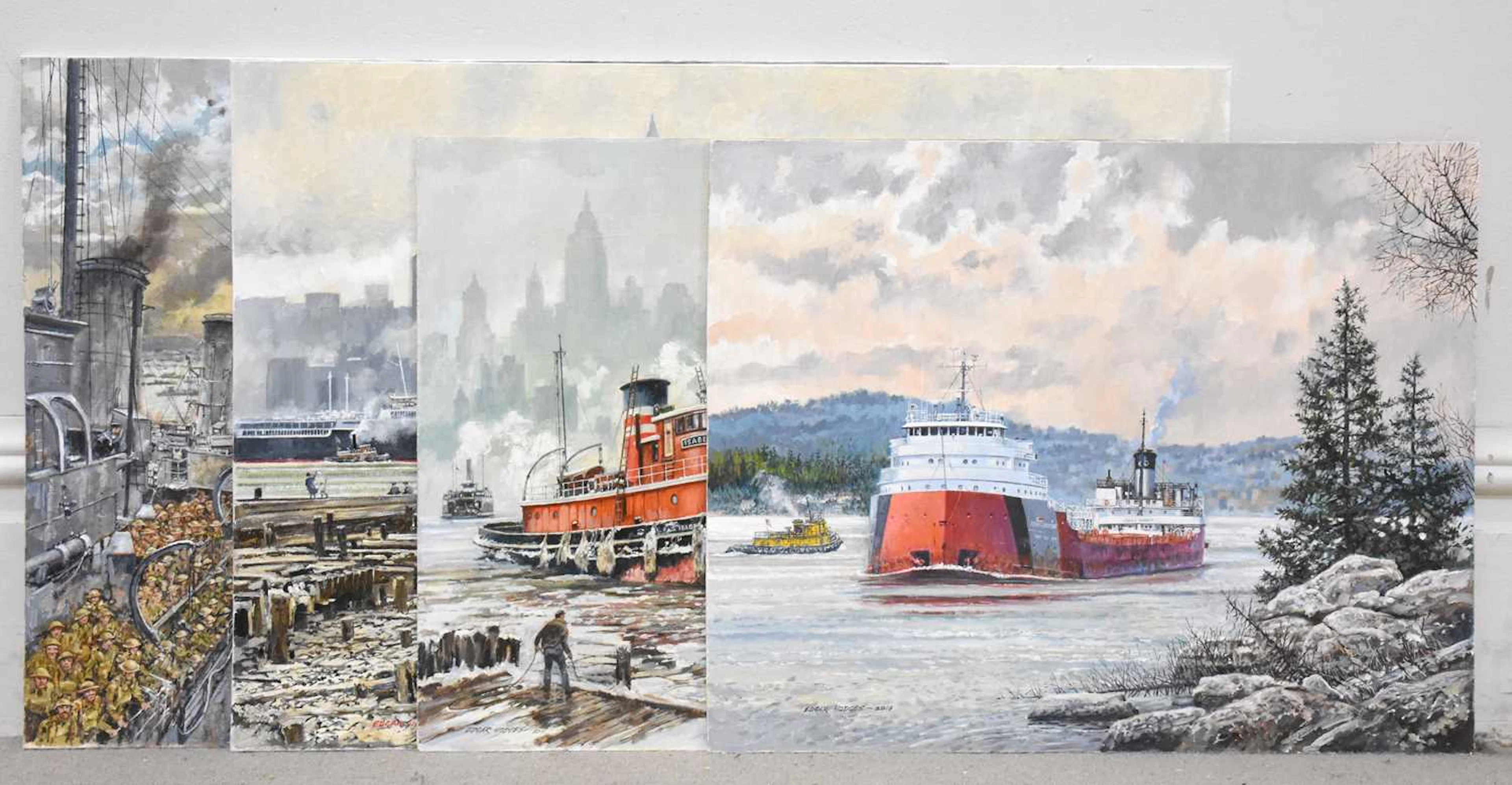 EDGAR HODGES (1928-2025); four oils on board