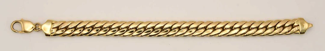 A 9ct yellow gold flat woven link bracelet