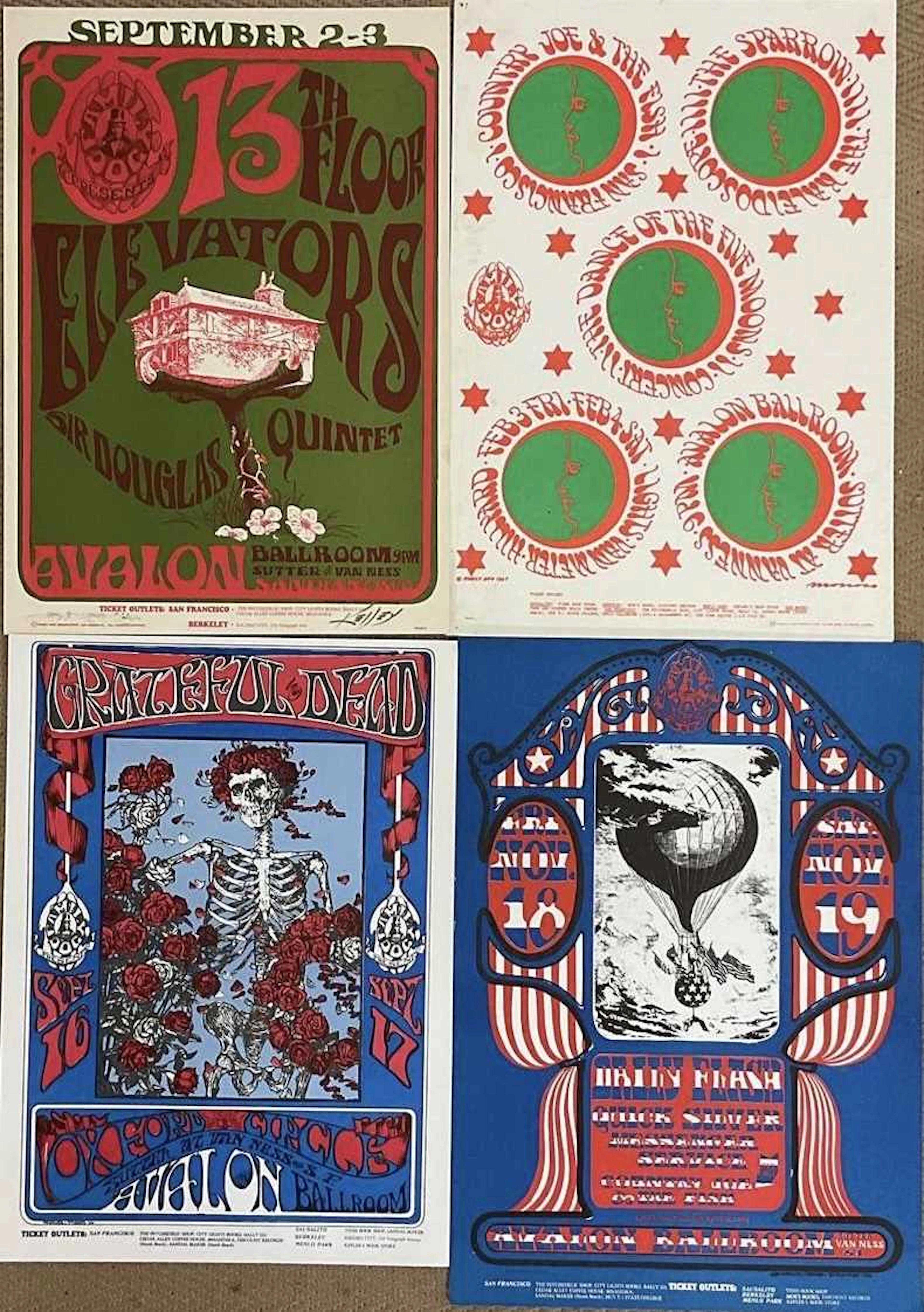 Four posters; 13th Floor Elevators at the Avalon