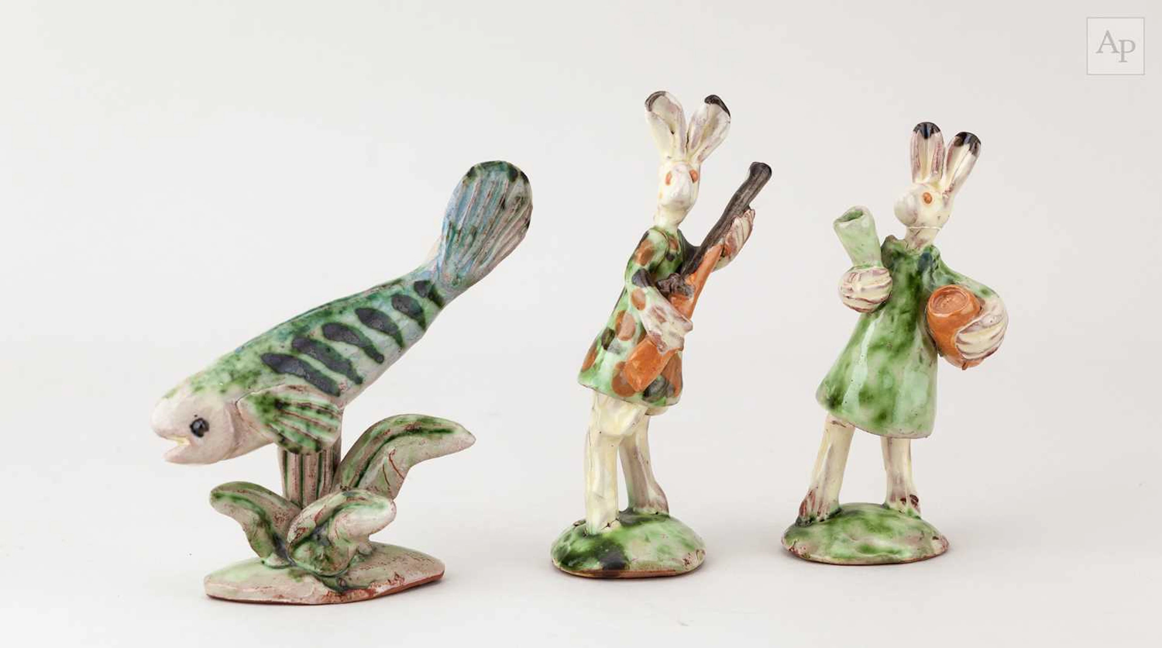 GEOFFREY FULLER (1936-2022); two small slip decorated...