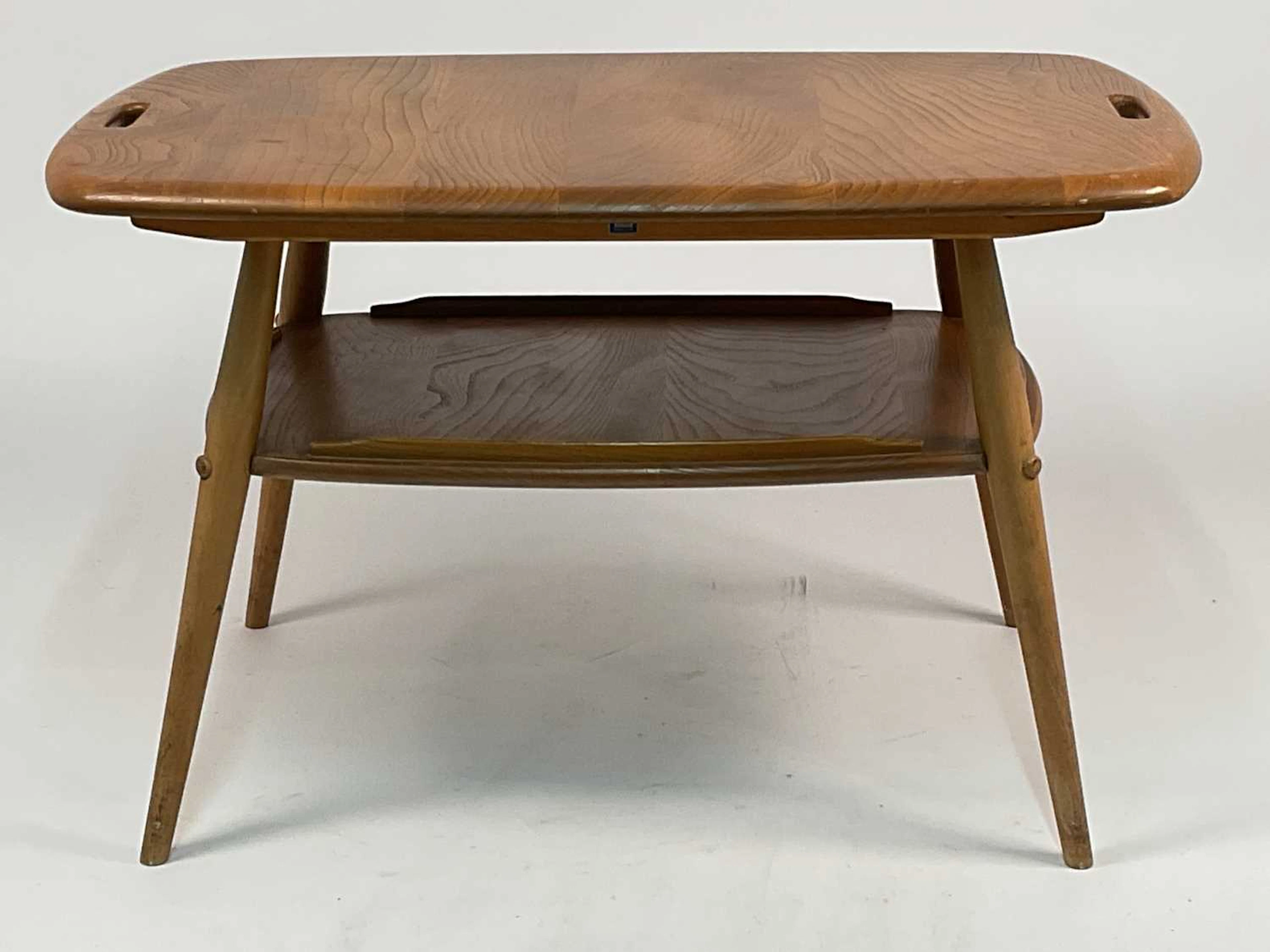 ERCOL; a light beech and elm coffee table