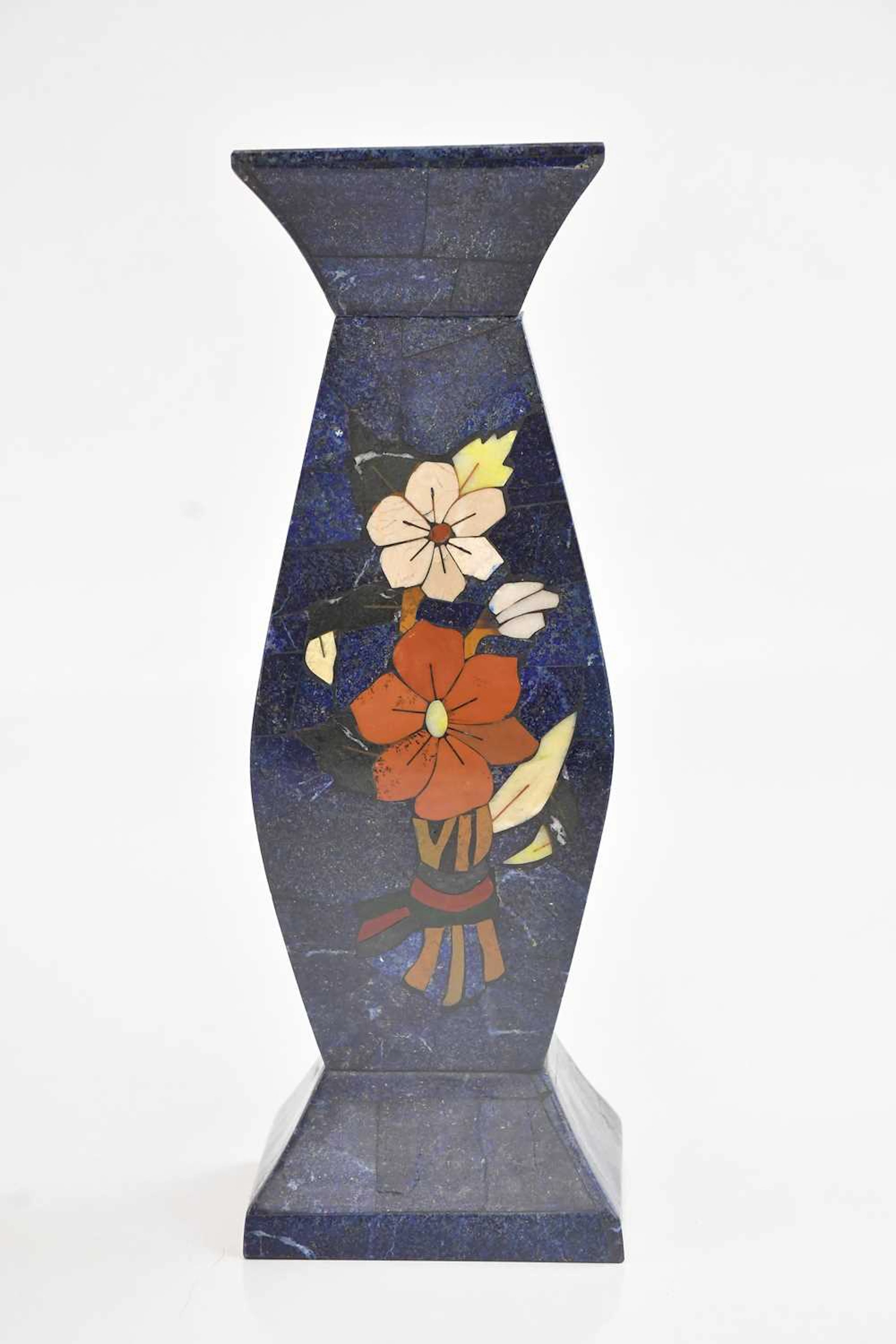 An Afghan Lapis vase of ovoid square form