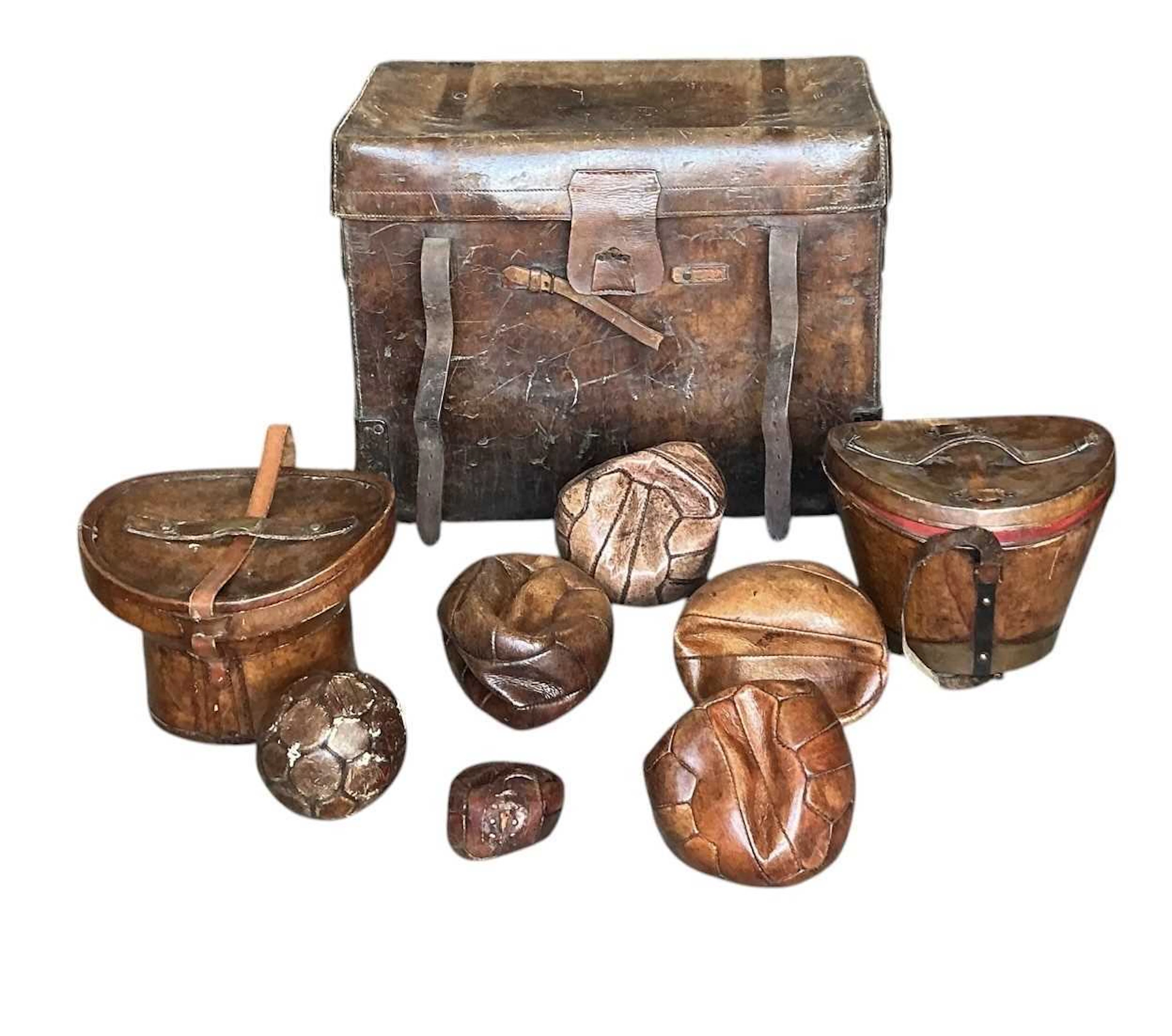 A good Victorian brown leather rectangular twin handled trunk