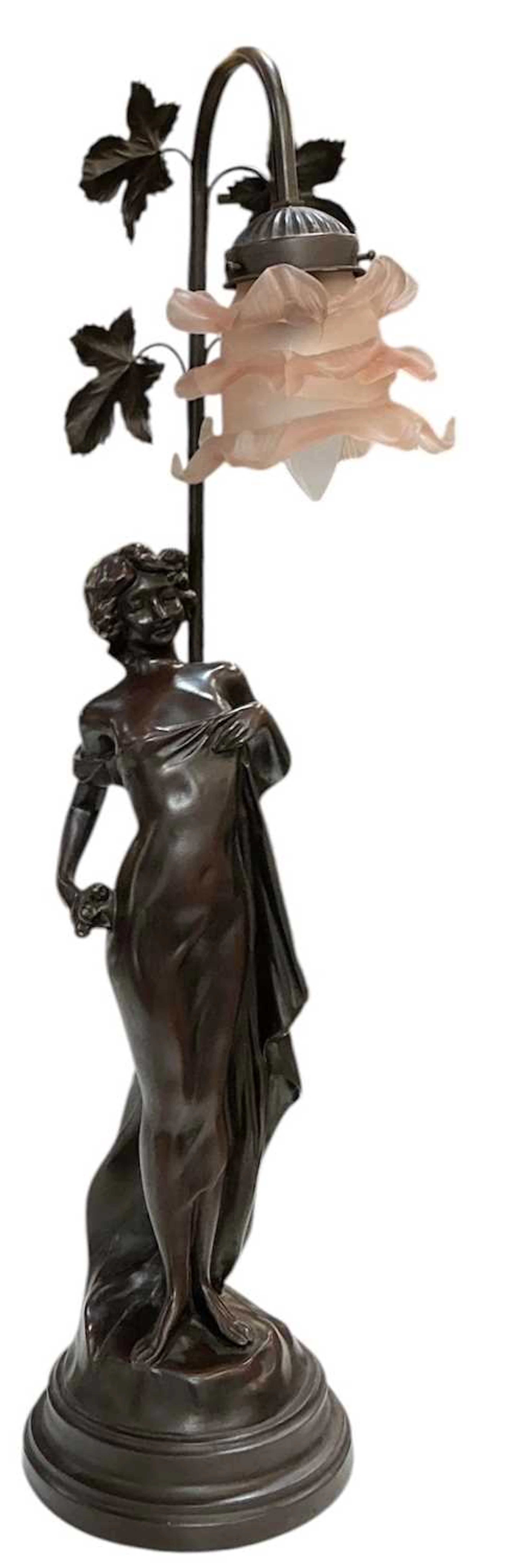A reproduction Art Nouveau style bronzed resin figural...