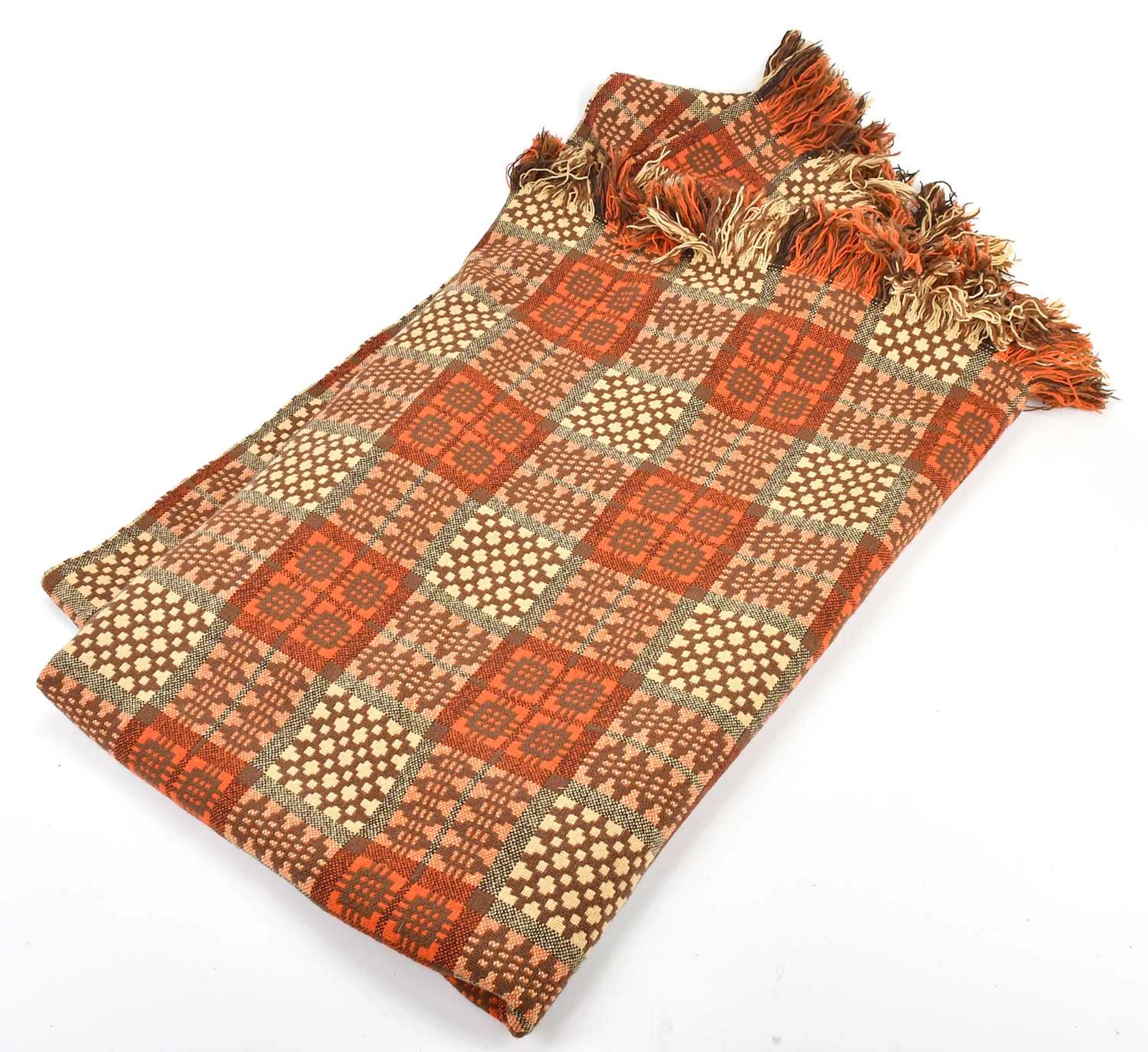 A vintage brown ground Welsh blanket