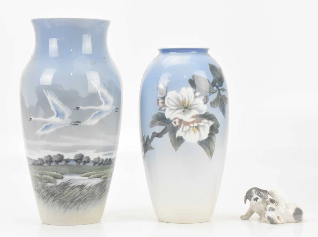 ROYAL COPENHAGEN; two large vases including an example...