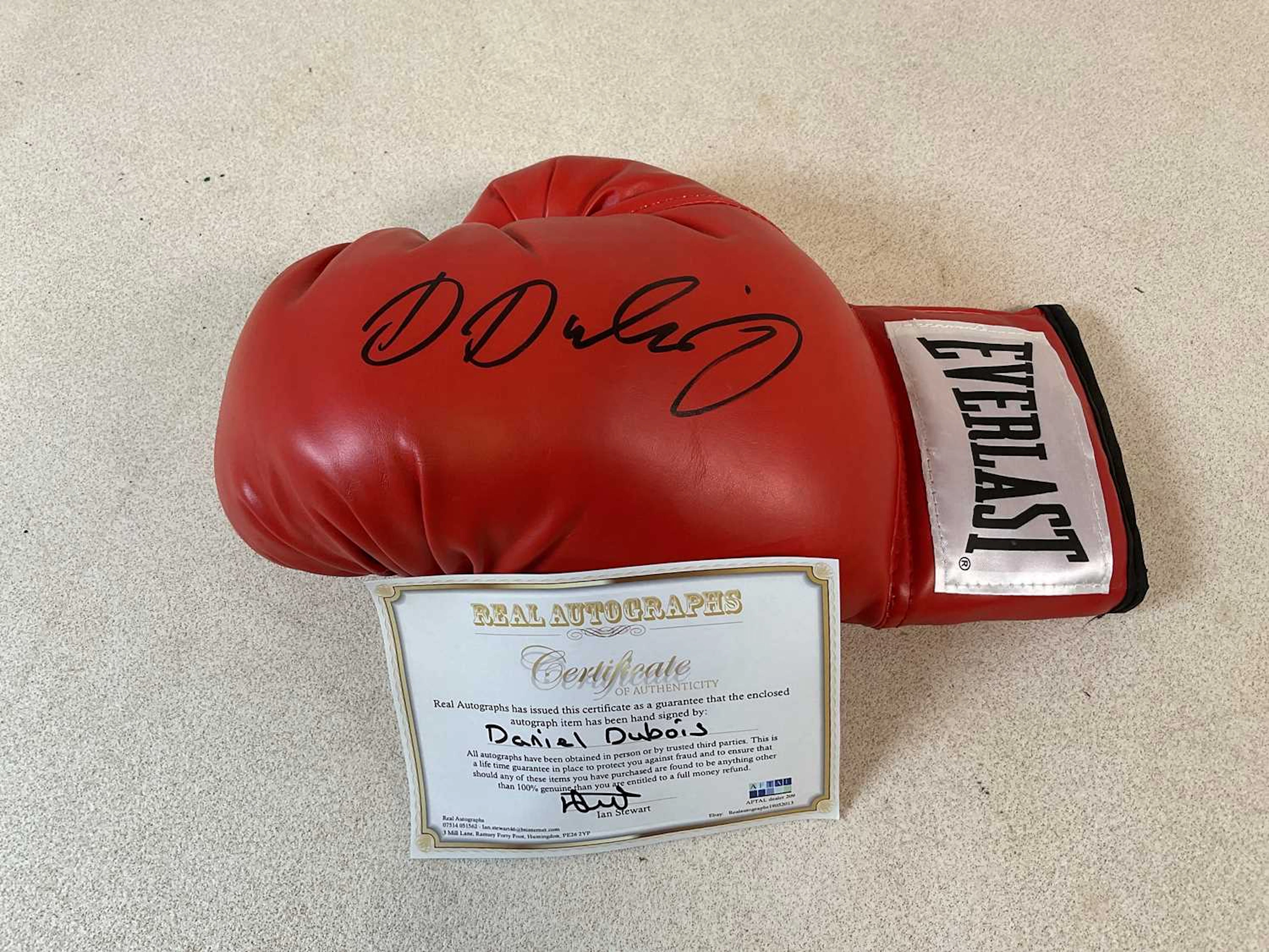 DANIEL DUBOIS; a signed Everlast red boxing glove