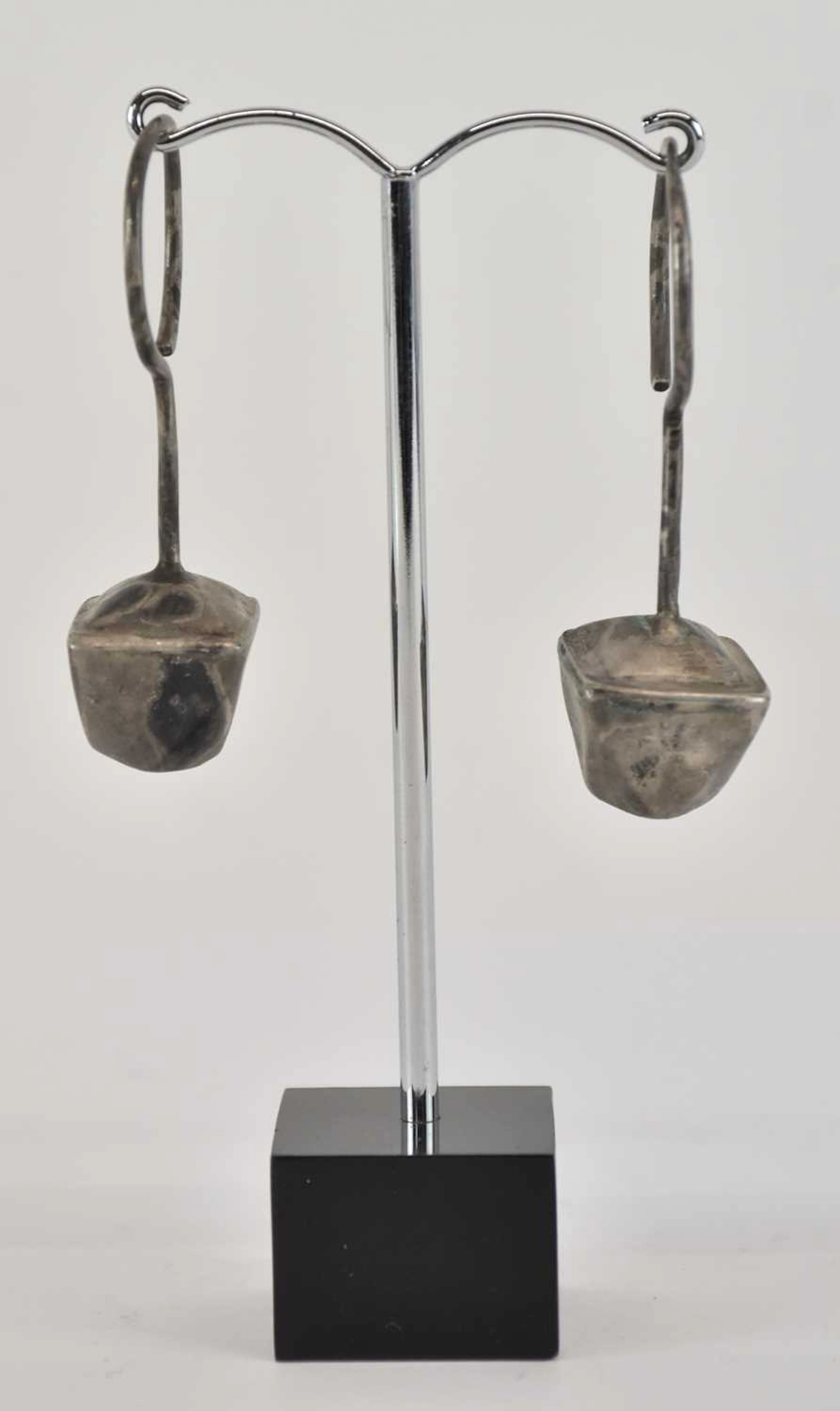A pair of ancient Byzantine silver drop earrings