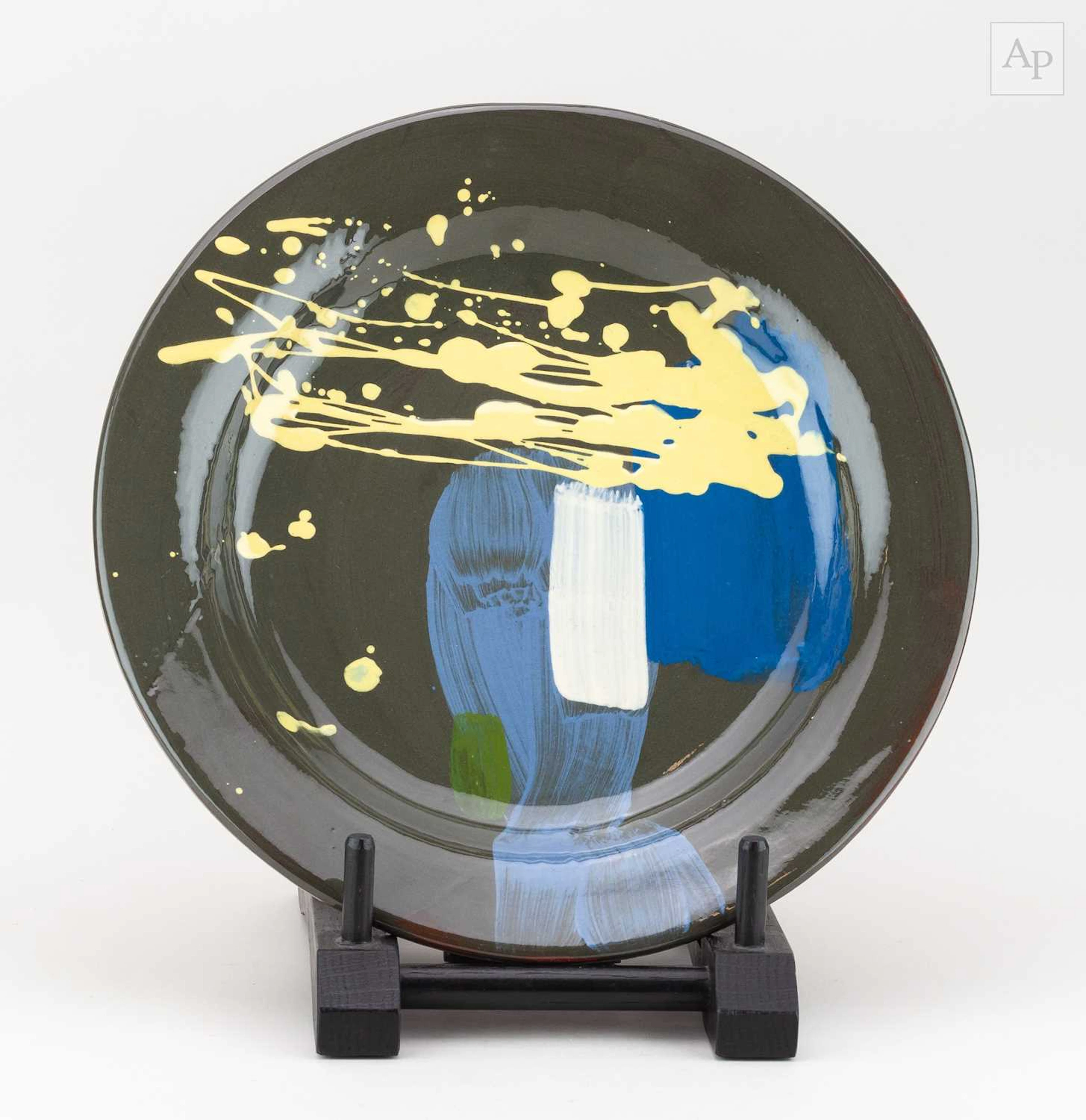 BRUCE McLEAN (born 1944); a large earthenware plate with...