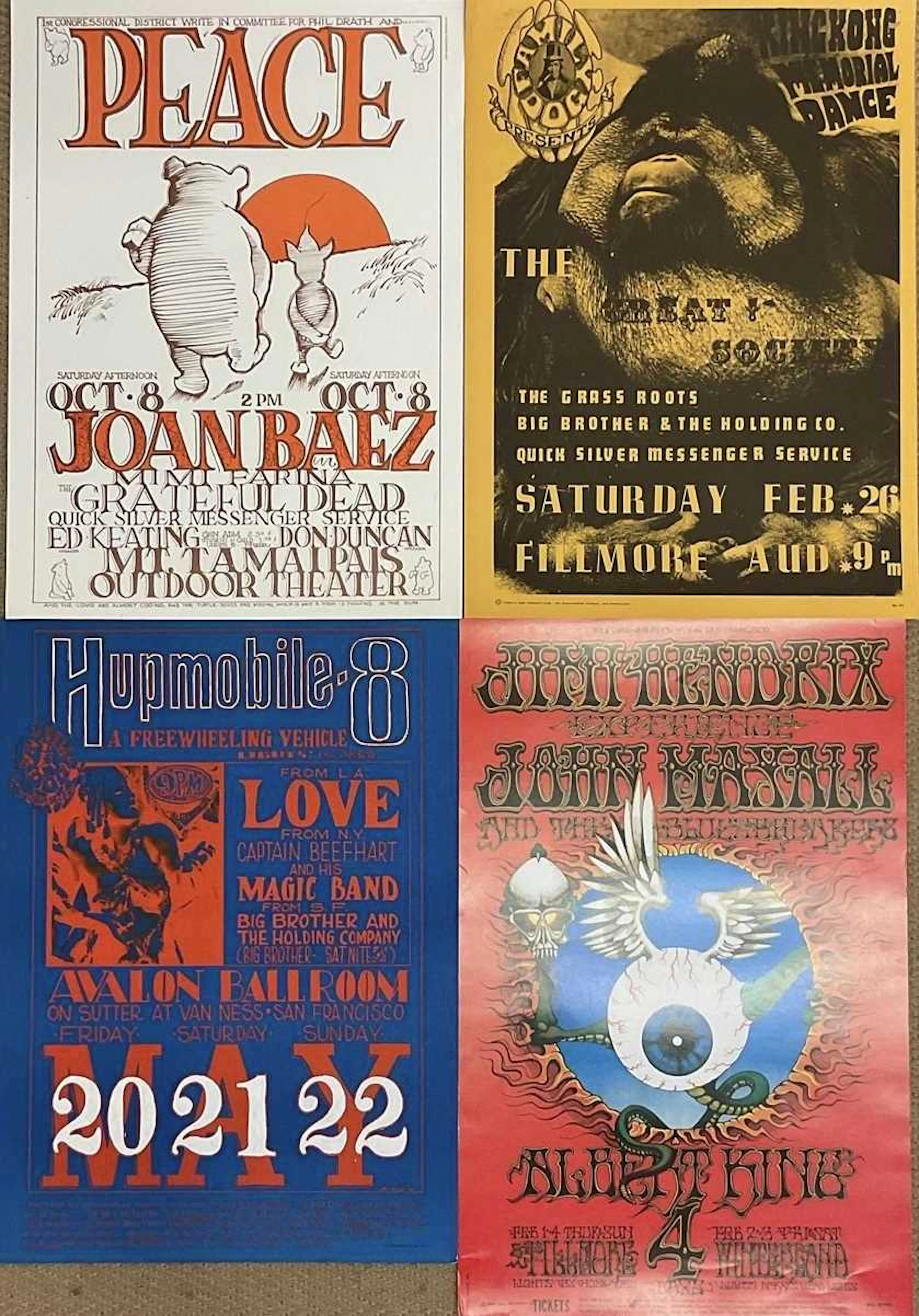 Four posters; Peace featuring the Grateful Dead at Mt