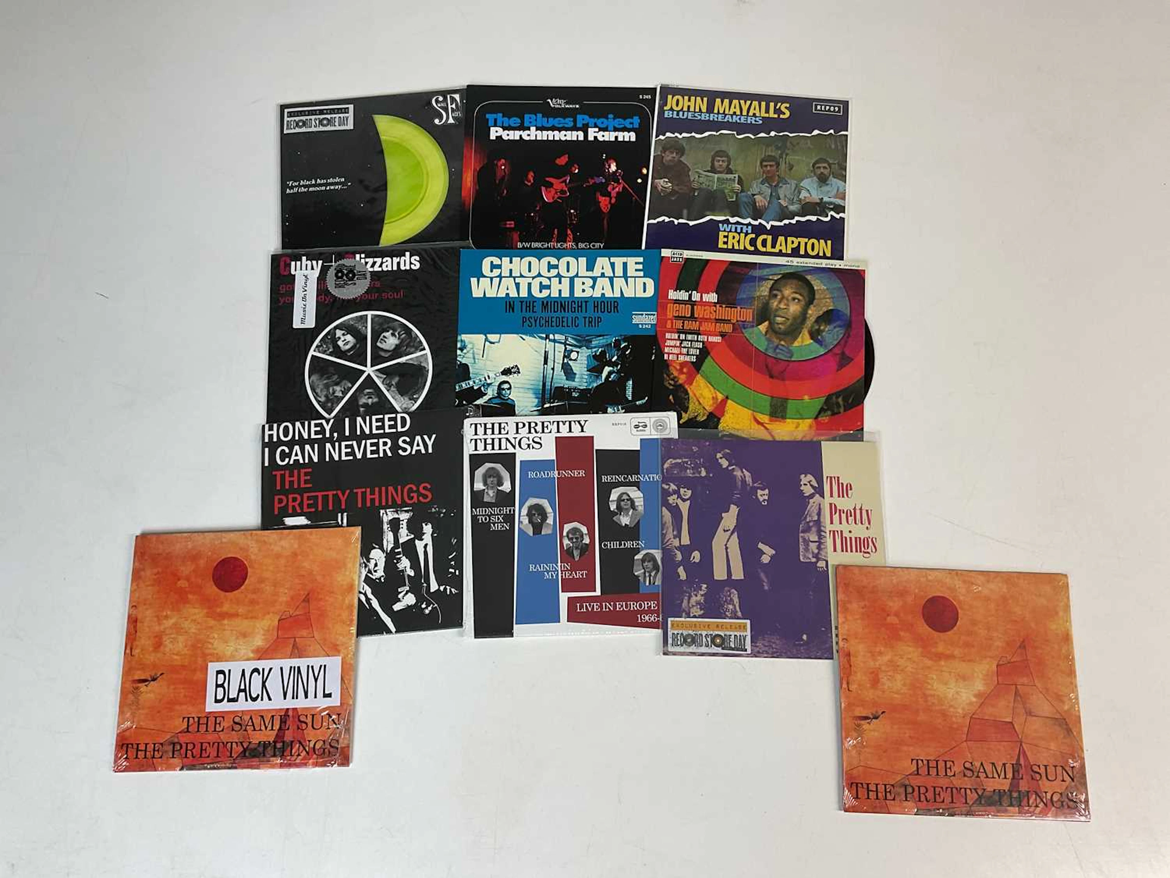 A selection of reissued rock singles in pictures sleeves