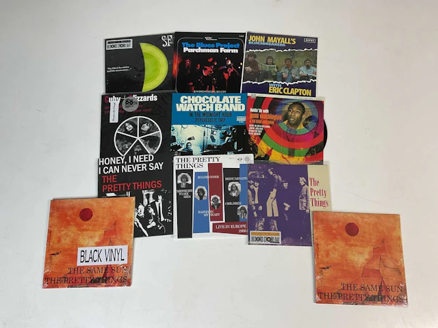 A selection of reissued rock singles in pictures sleeves