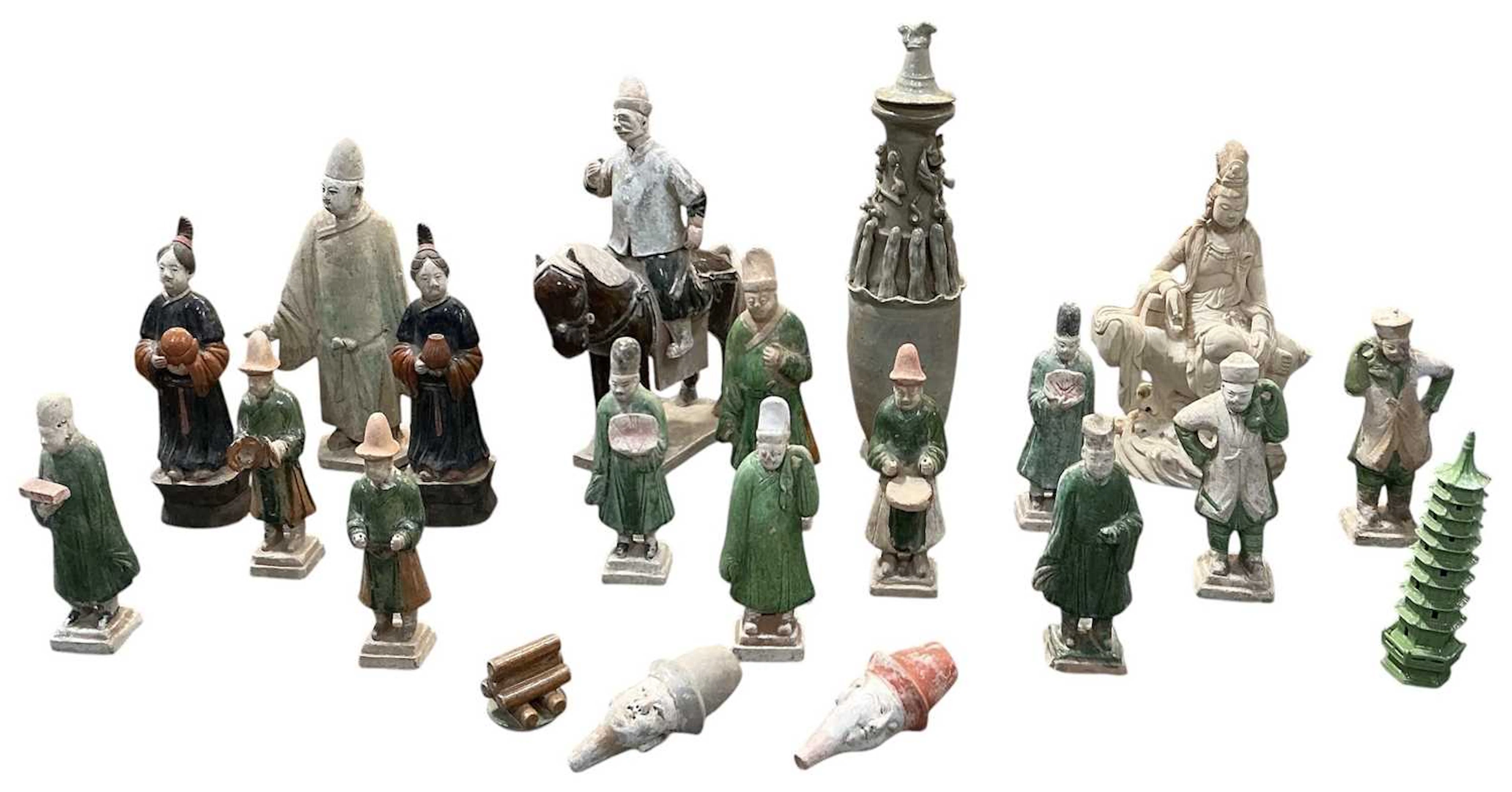 A collection of fourteen assorted Chinese Tang and Ming...
