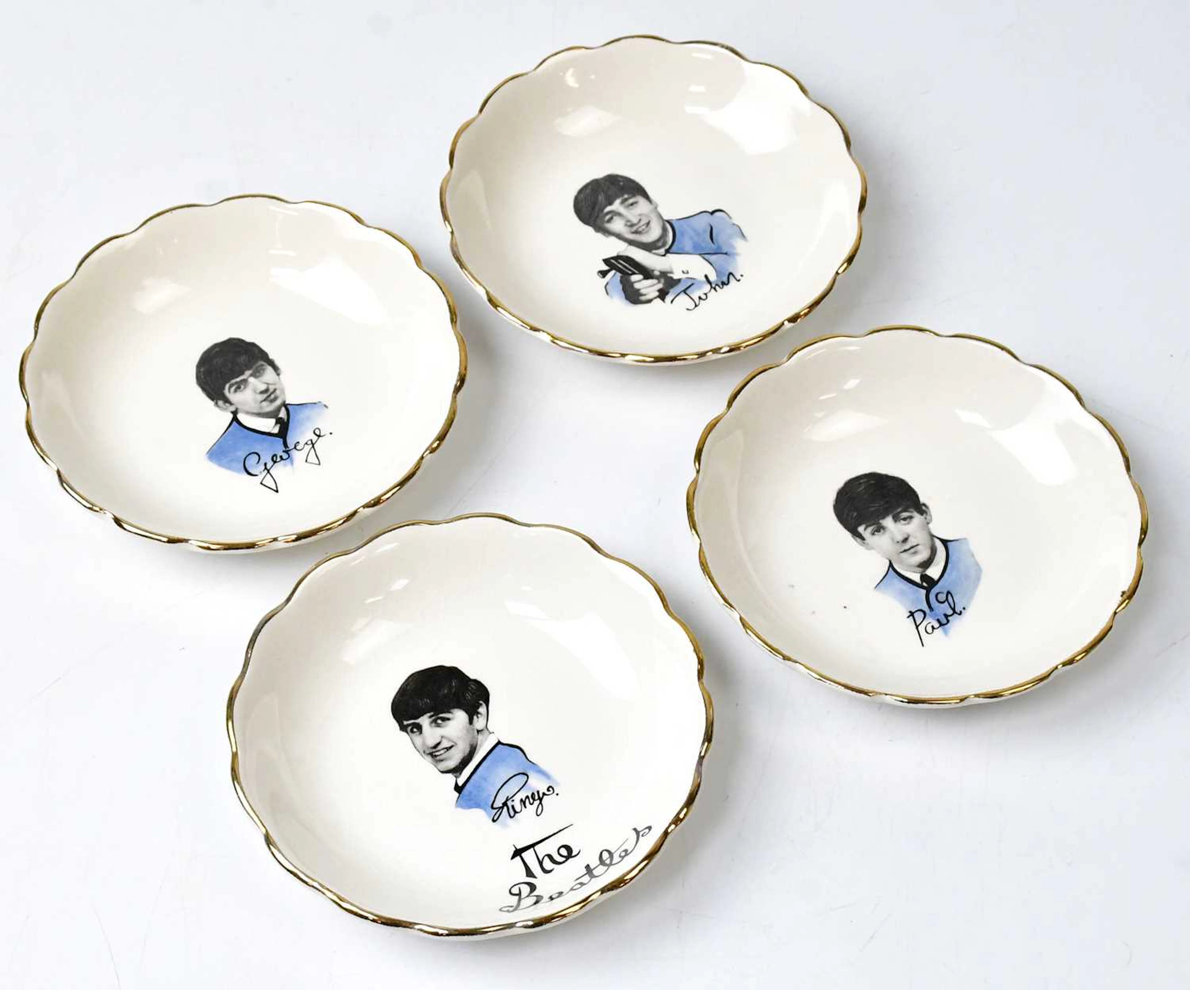 THE BEATLES; a set of four ceramic sweet/pin dishes