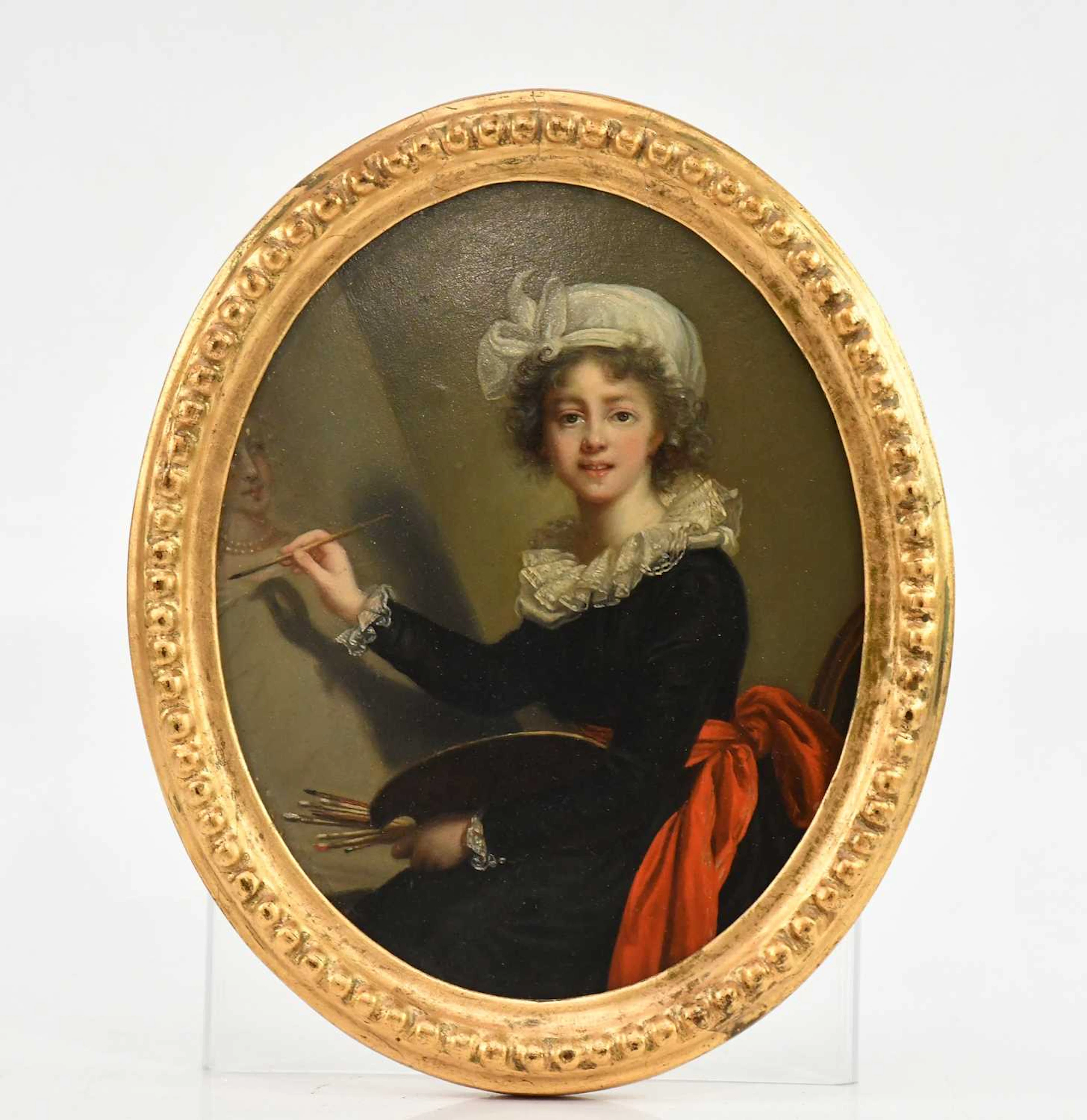 Early C19th portrait red bow (After Elisabeth Vigee le Brun
