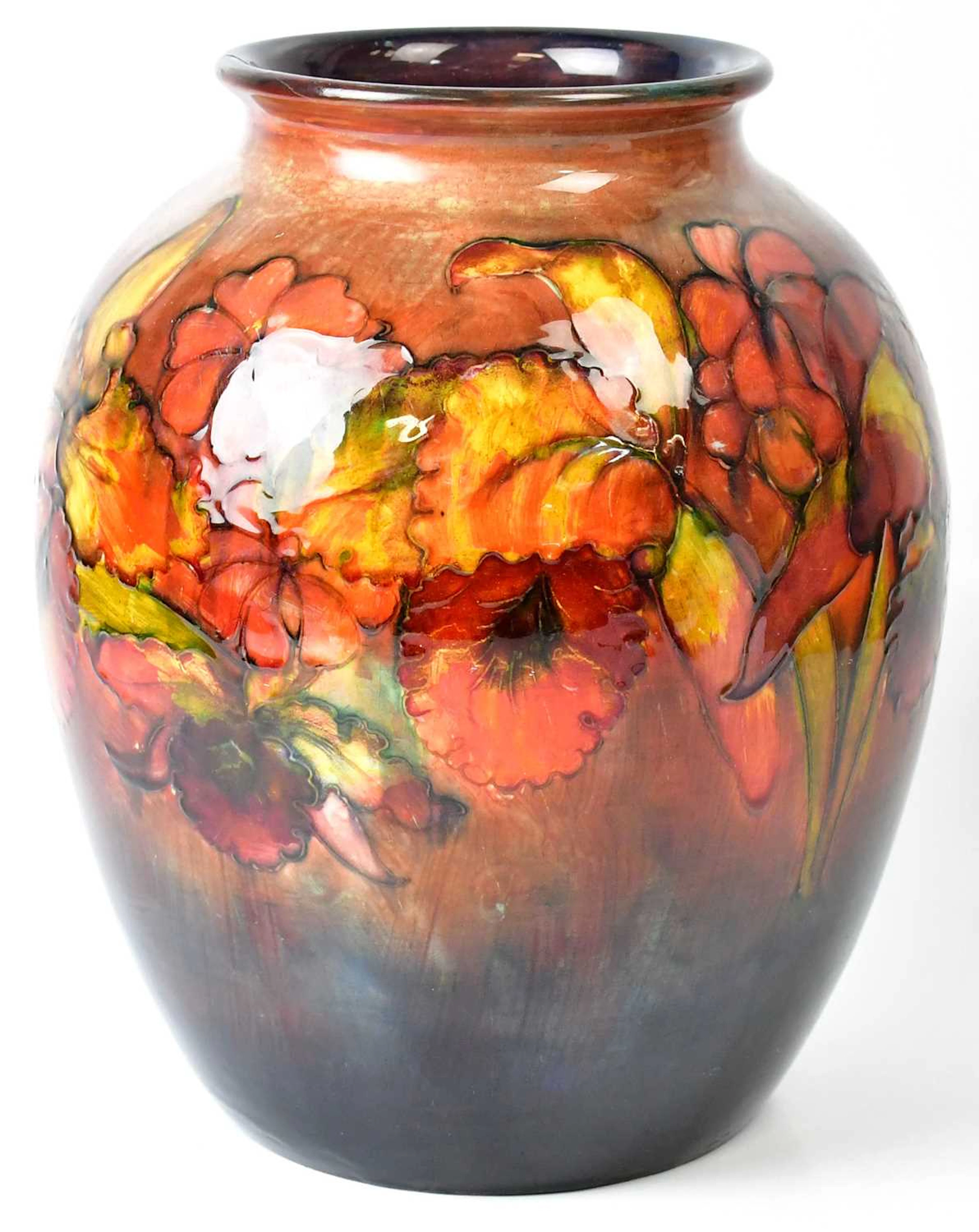 MOORCROFT; a large 'Orchid' patten vase