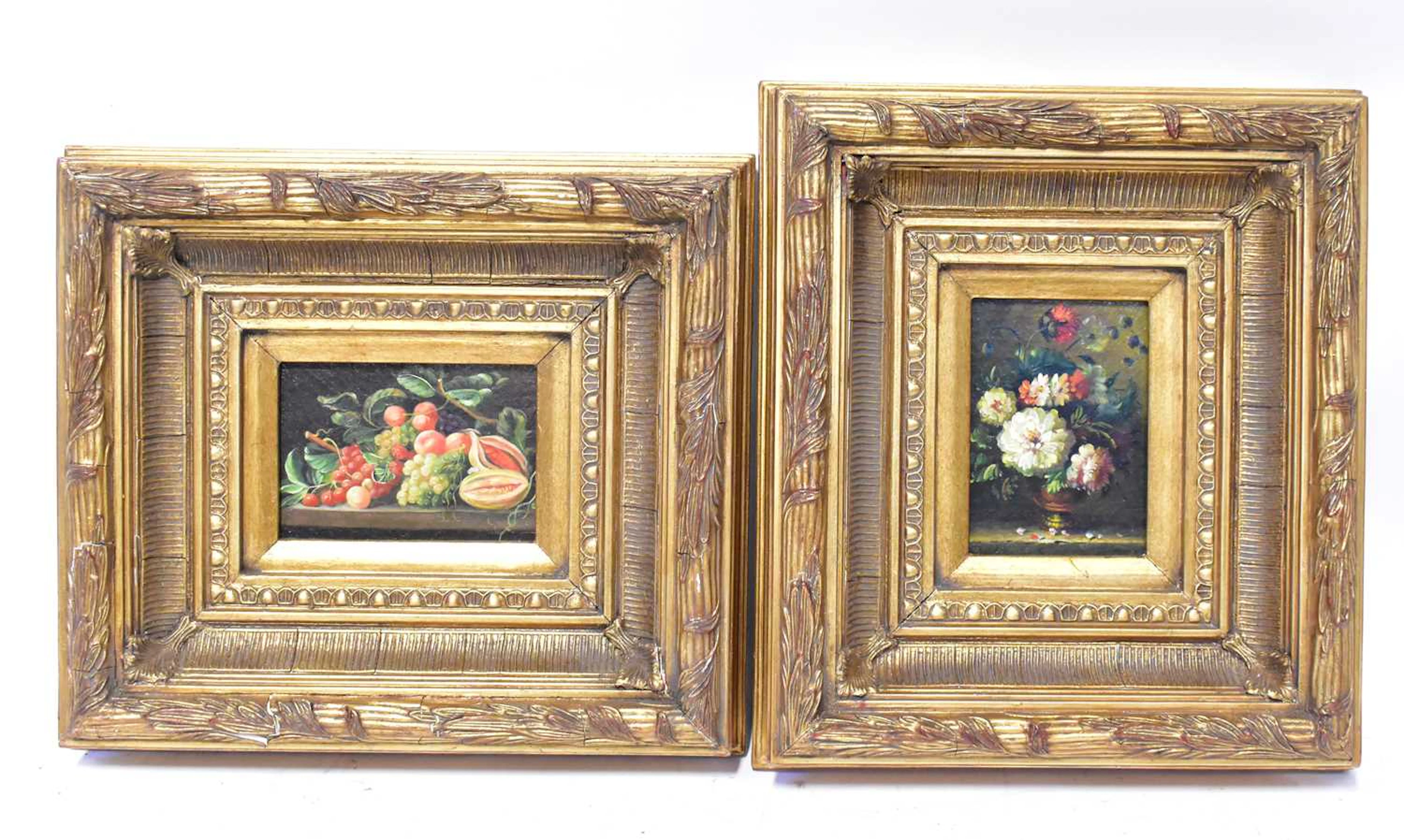 20TH CENTURY CONTINENTAL SCHOOL; a pair of oils on panel