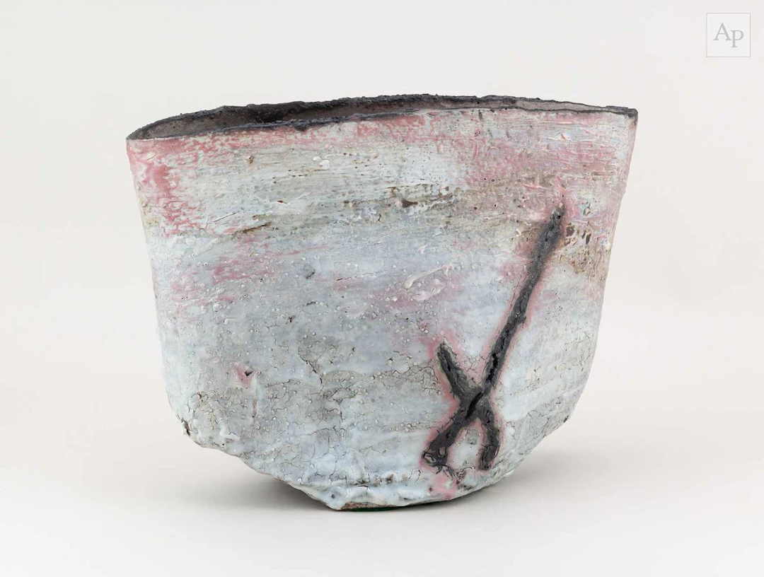 MARGARET CURTIS (born 1955); a large flattened stoneware...