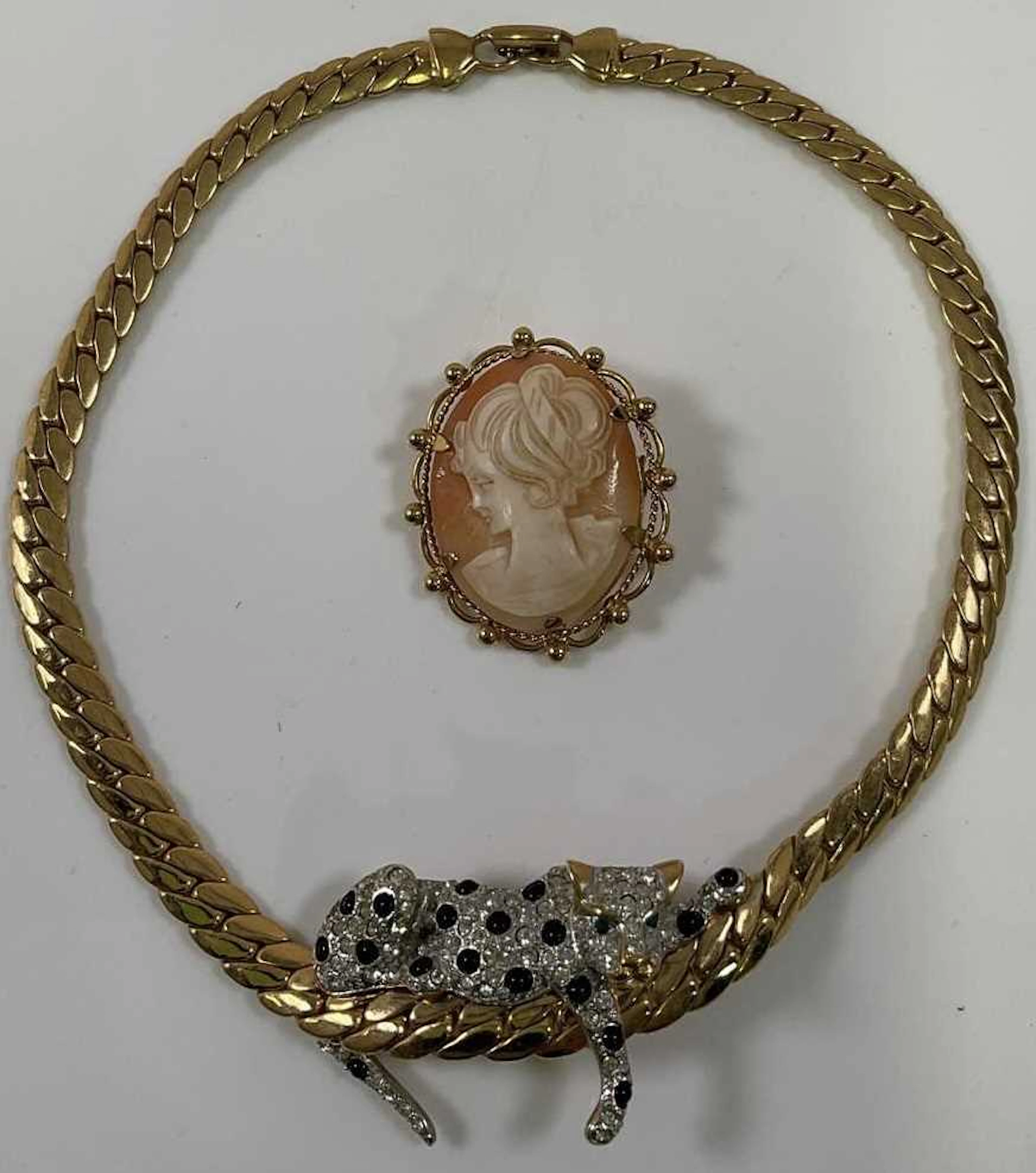 A Cartier inspired gold plated costume jewellery panther...