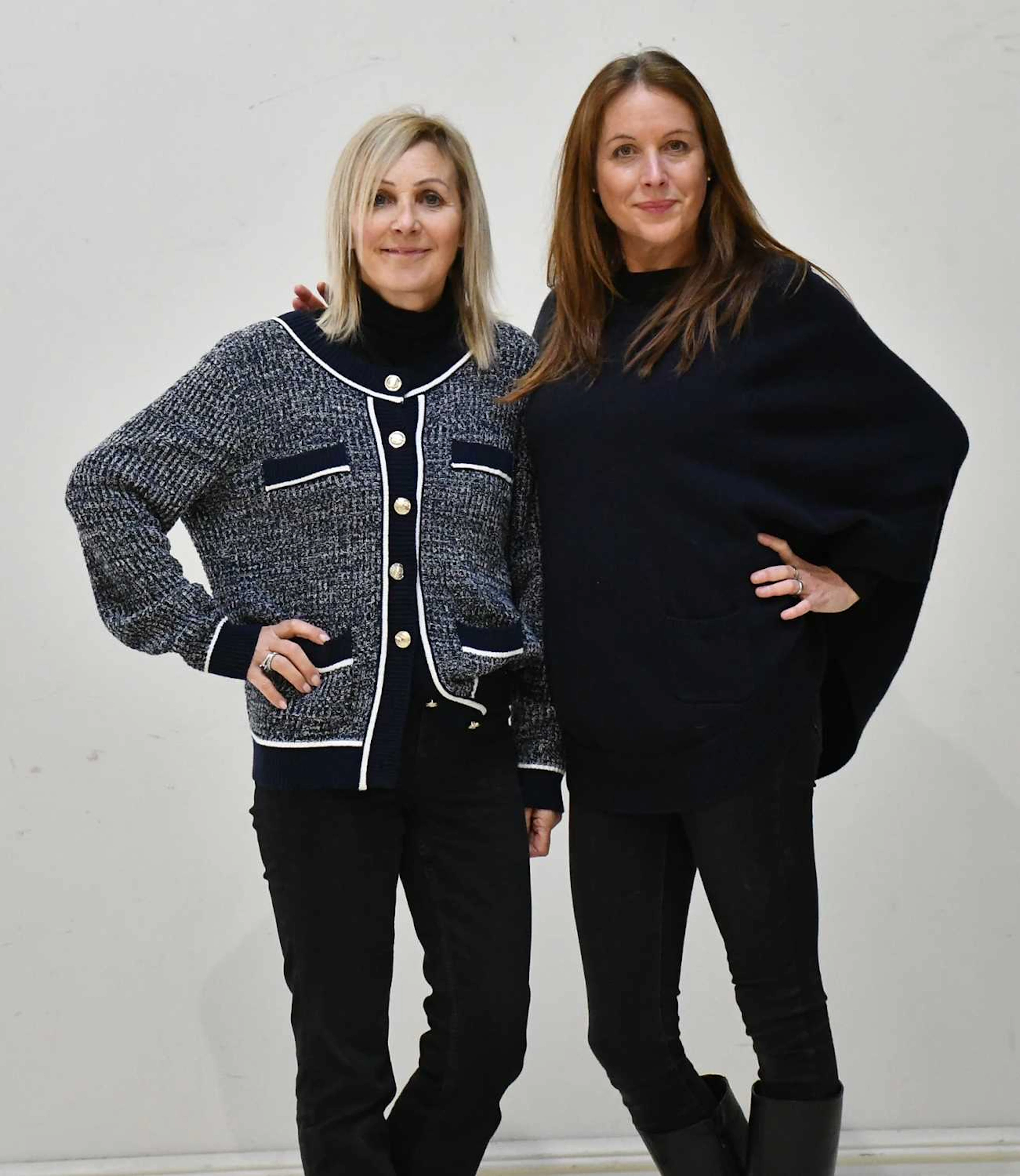 CLAUDIE PIERLOT; a cotton mix navy blue and cream knitted Chanel style jacket